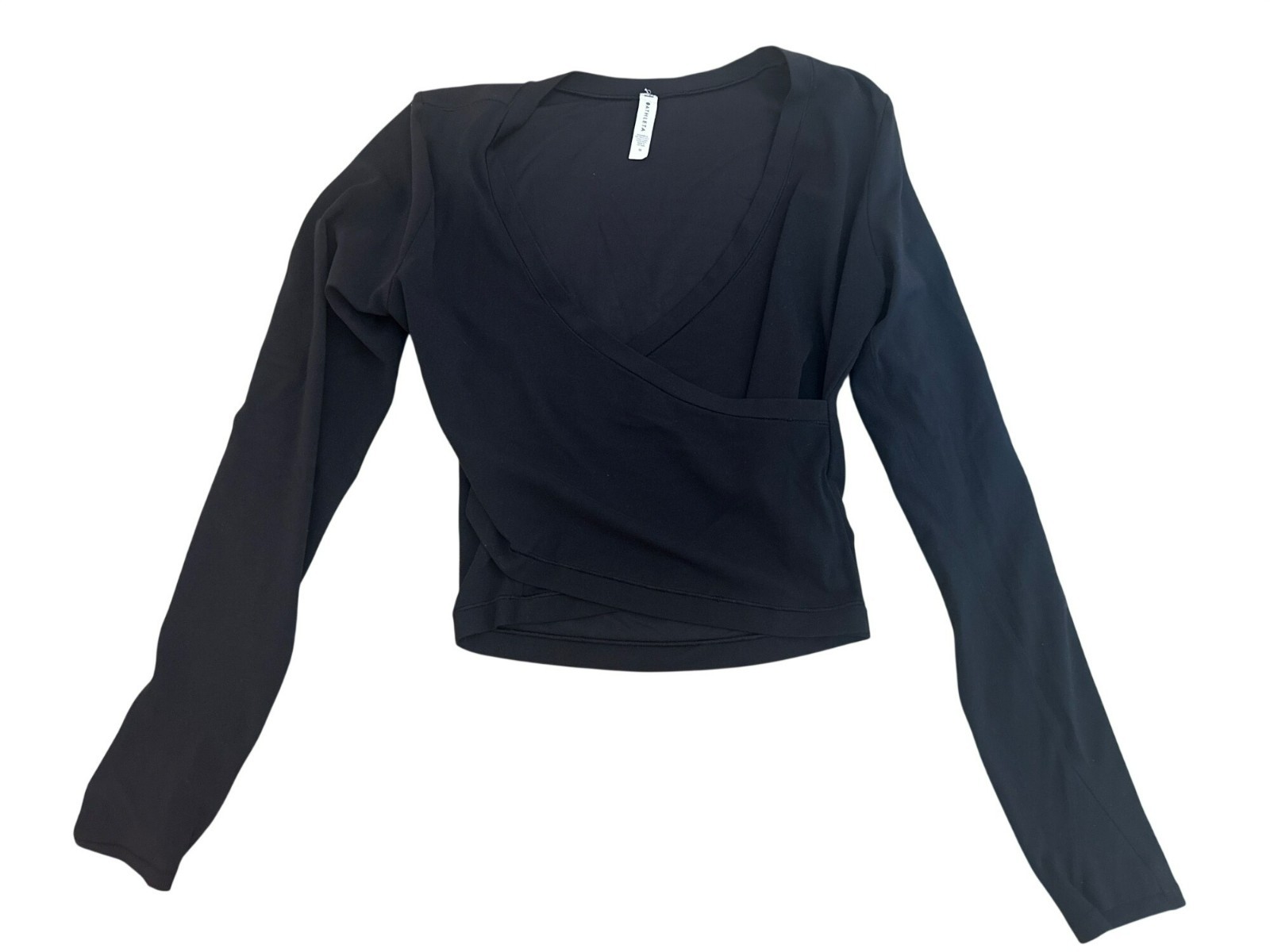 Athleta Wrap Top M Nylon & Elastane Blend Black Long Sleeve Athleisure Yoga