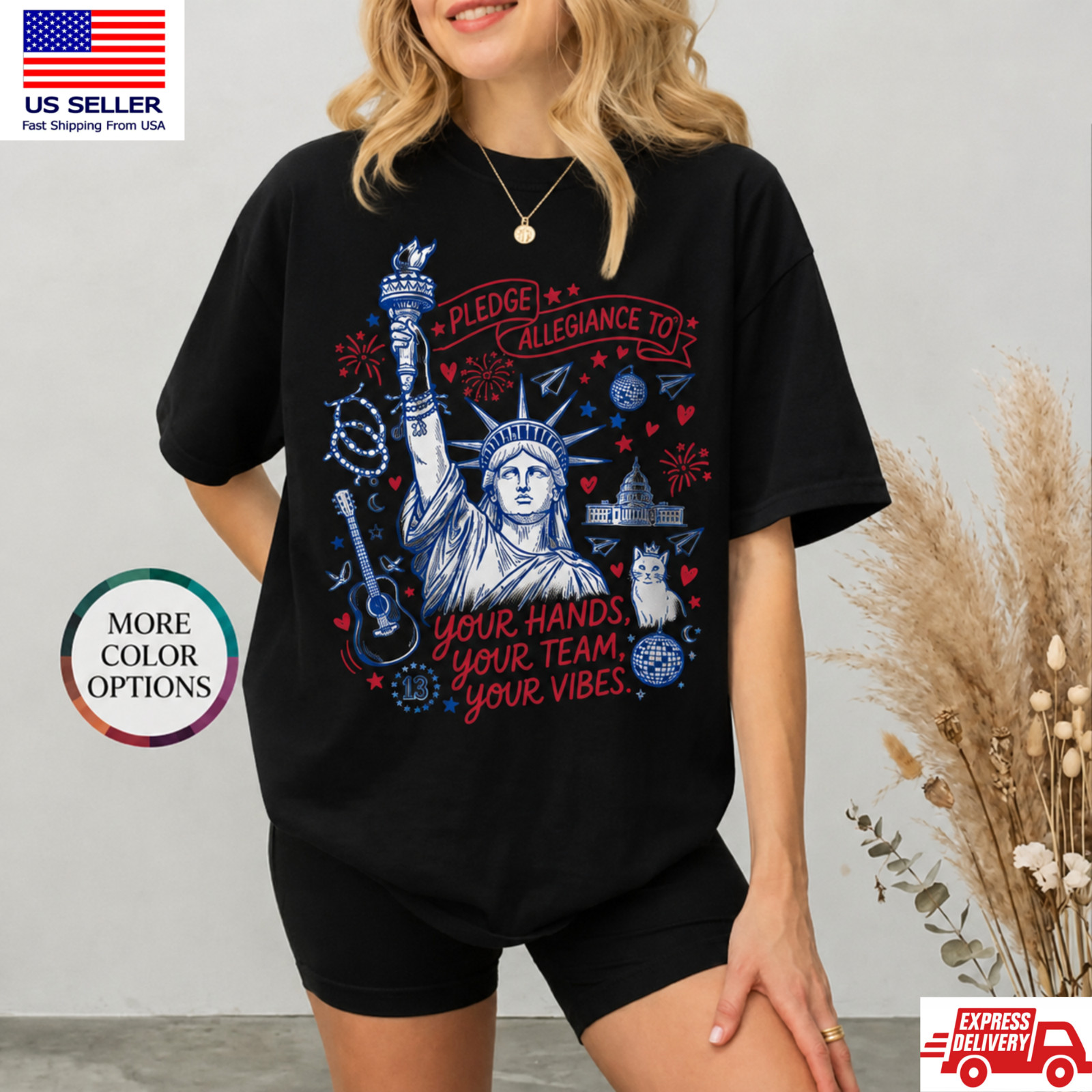 Pledge Allegiance Music Lover Shirt Patriotic 4th of July Graphic Tee