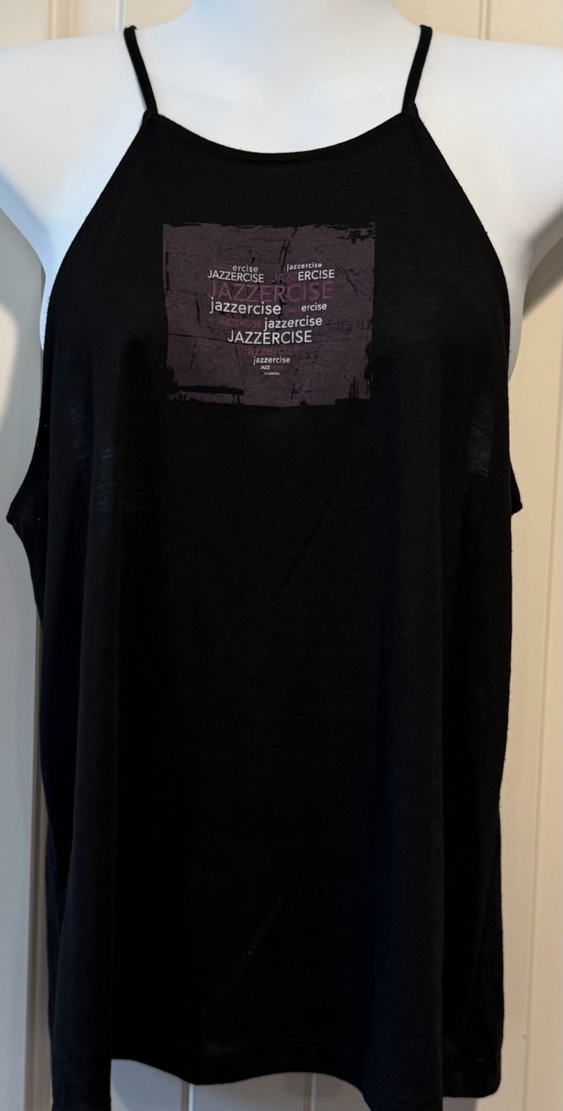 Jazzercise Black Polyester Viscose Tank Top – Women’s Small