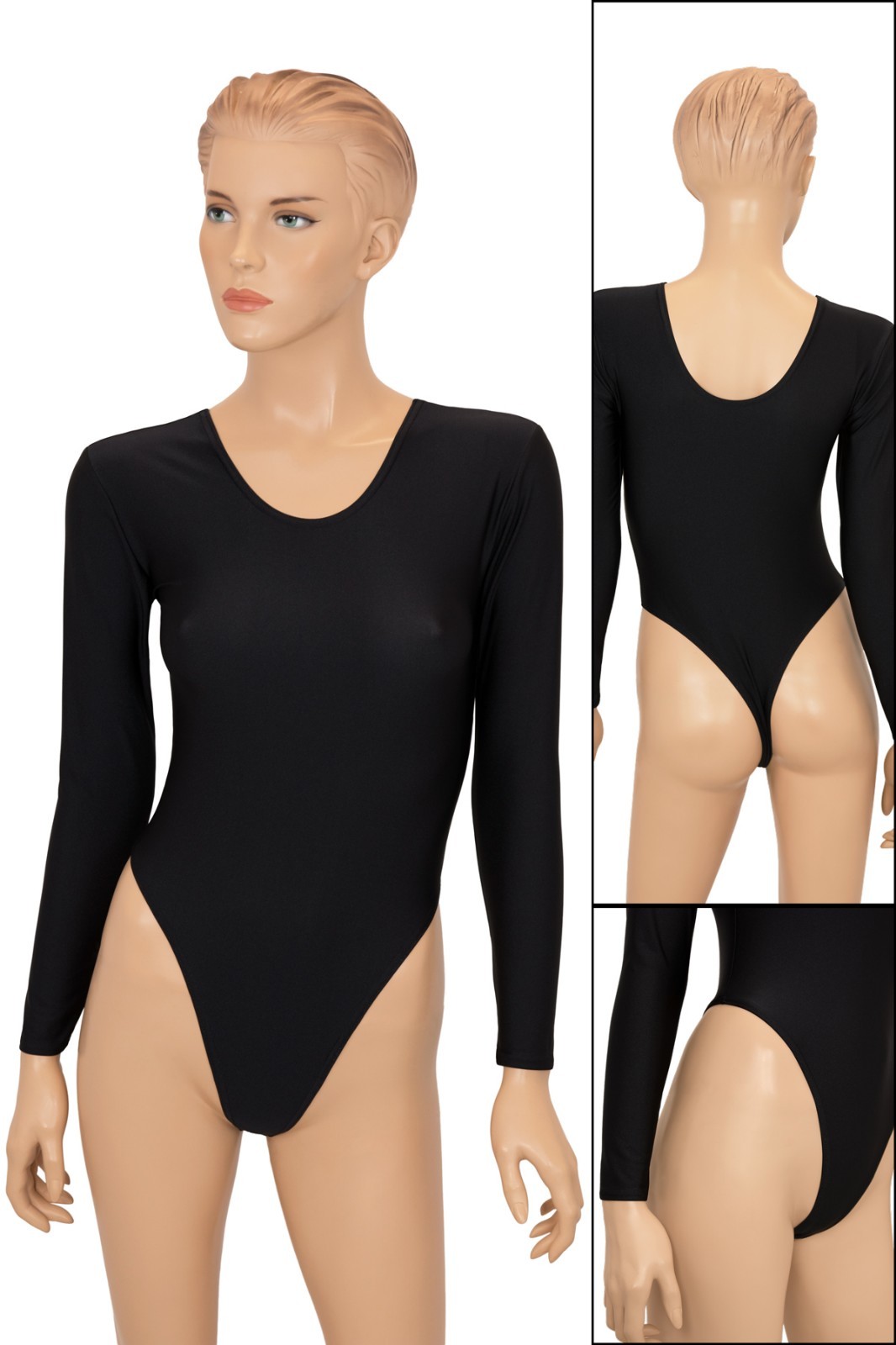 Women’s gym string body long sleeves color black long sleeve body string