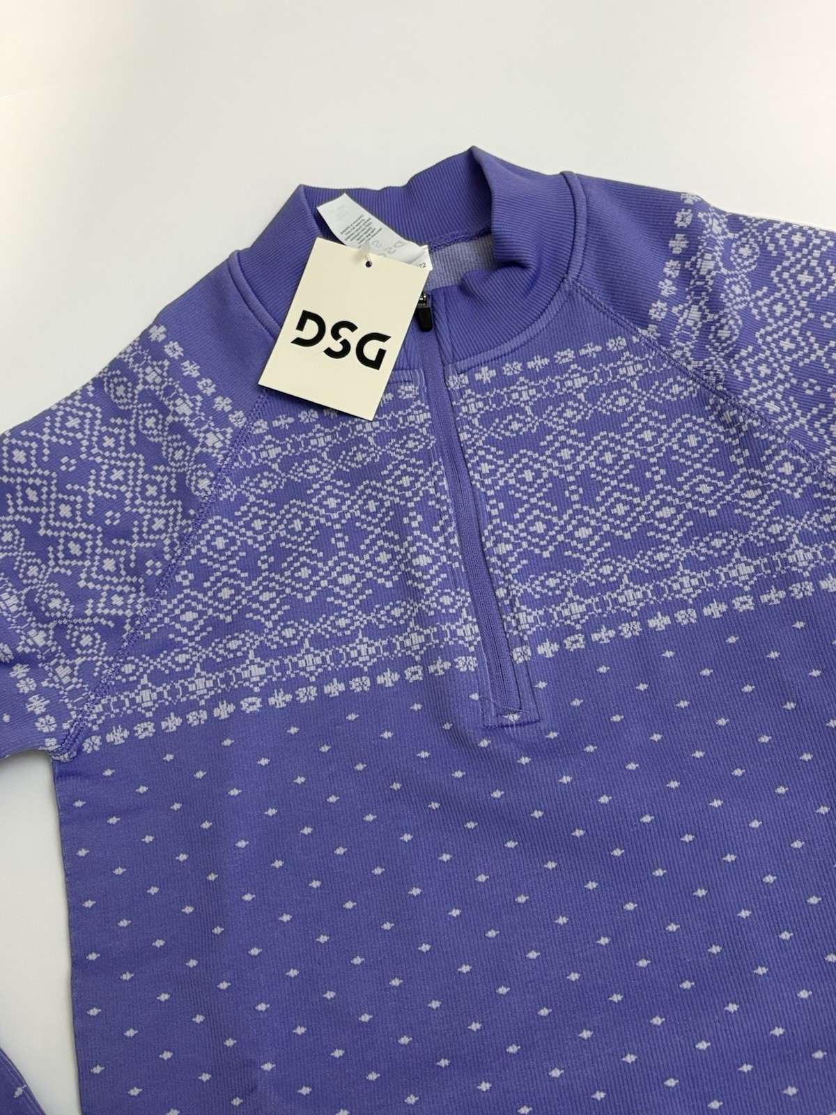 DSG Women’s Small Cropped Momentum Seamless 1/4 Zip Frozen Purple Fair Isle NWT