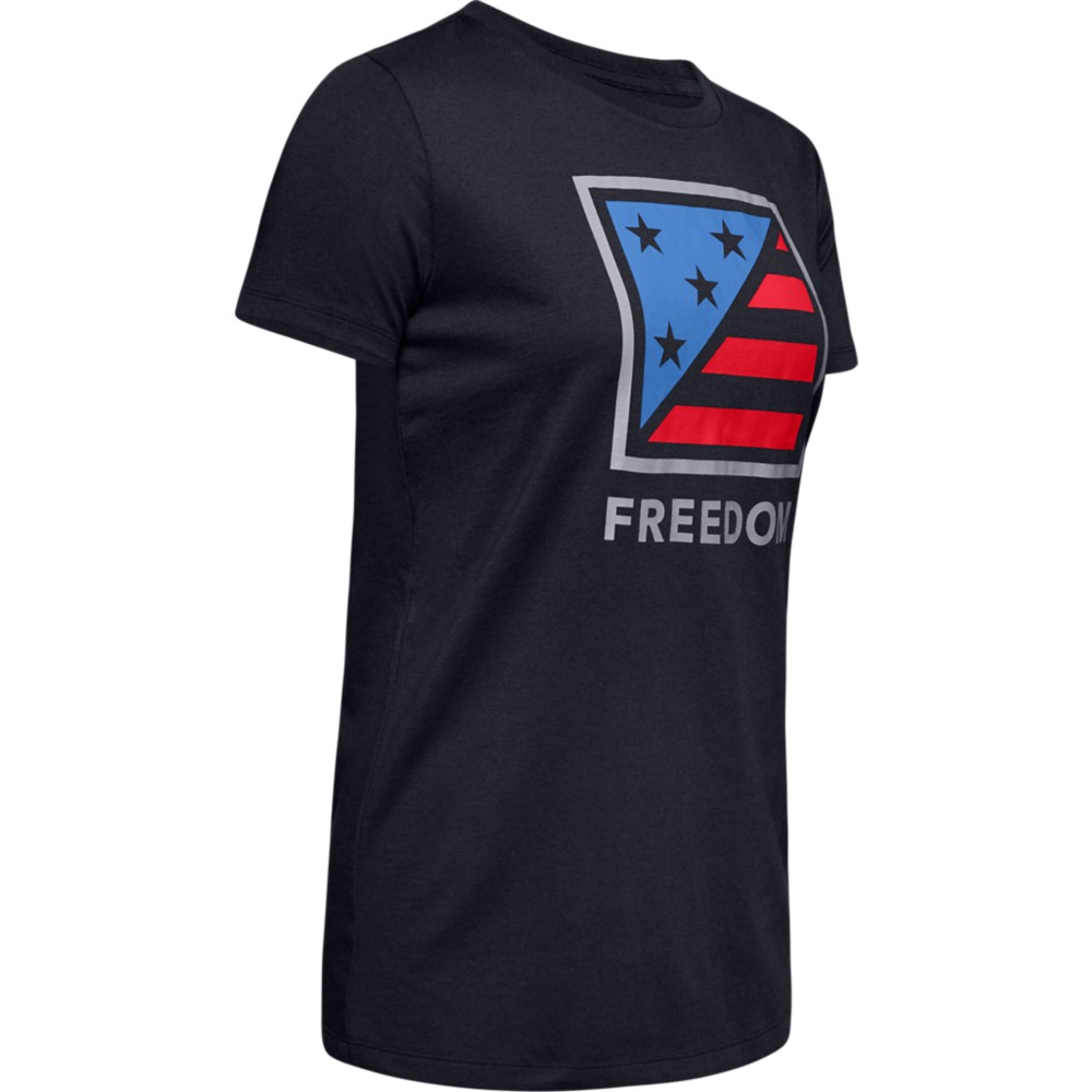 Under Armour 1343557 Women’s Black UA Freedom Folded Flag Logo T-Shirt, Small