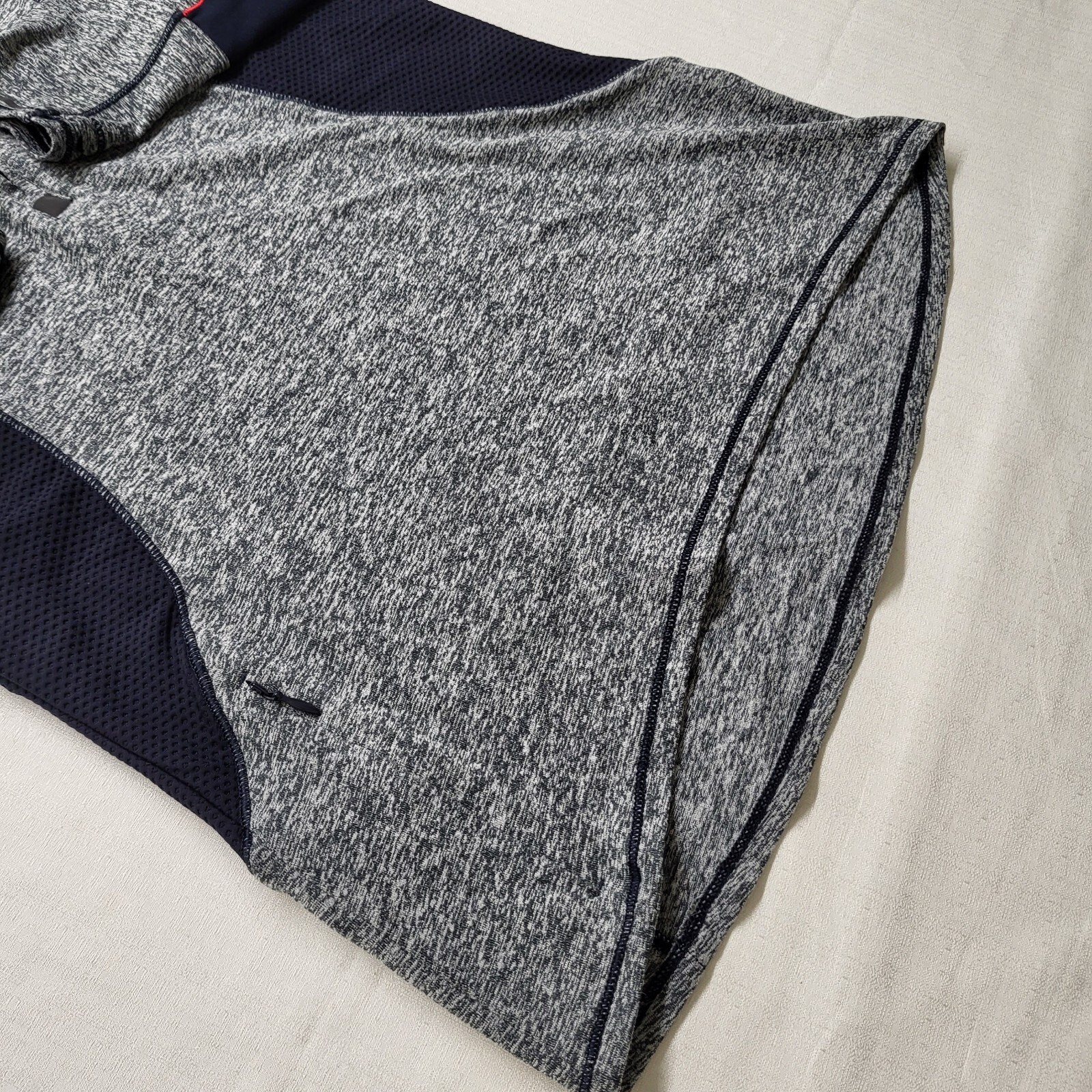 Athleta Half Zip Top Running Wild Small Gray Colorblock Performance Mock Neck