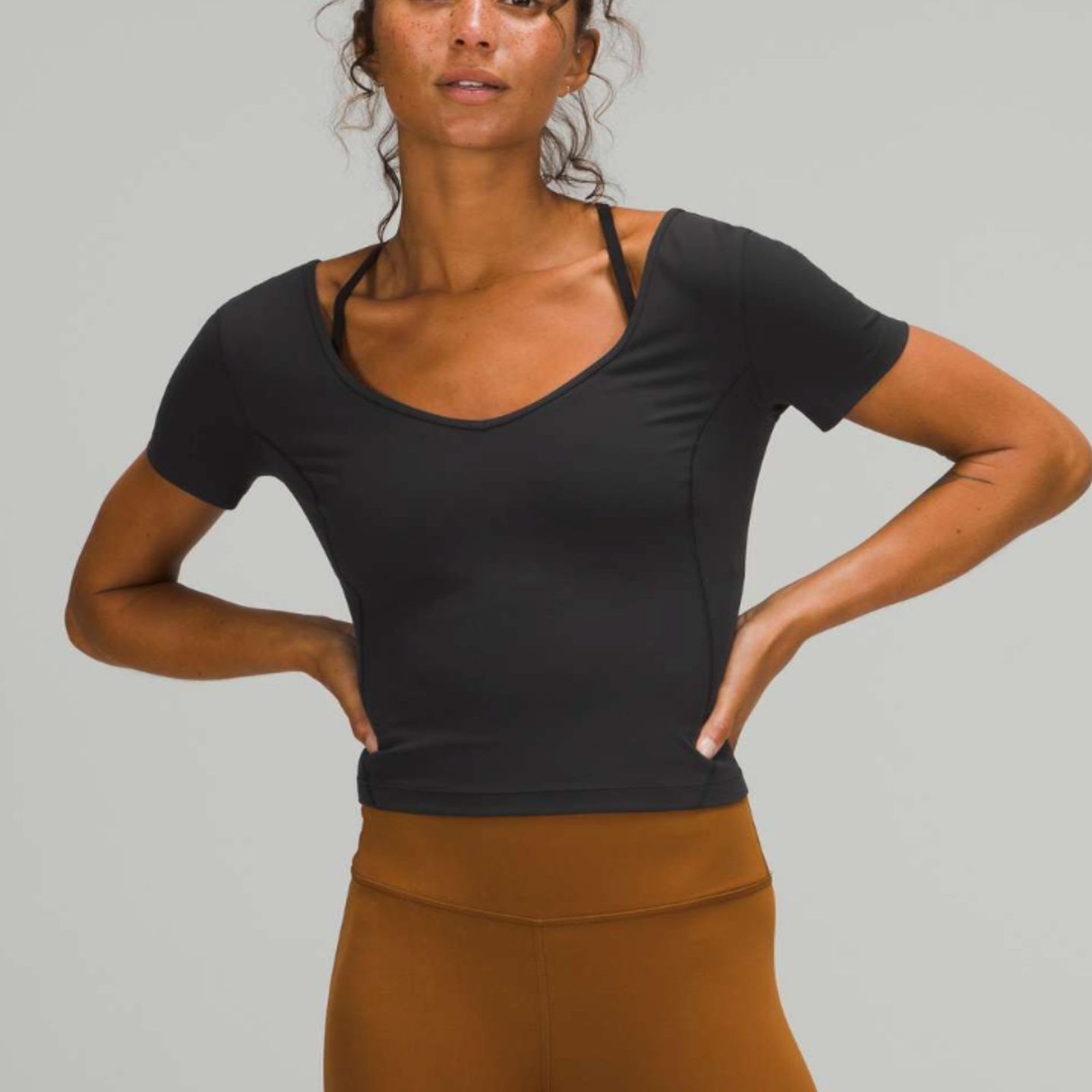 Lululemon Align T-shirt Cropped Slim Fit Graphite Gray Athletic Activewear Yoga