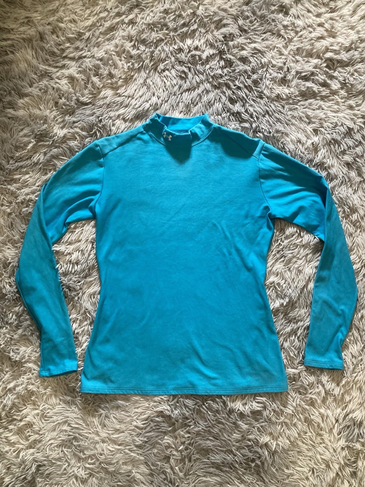 Under Armour Coldgear Teal Mock Neck Long Sleeve Athletic Shirt Women’s Size XL
