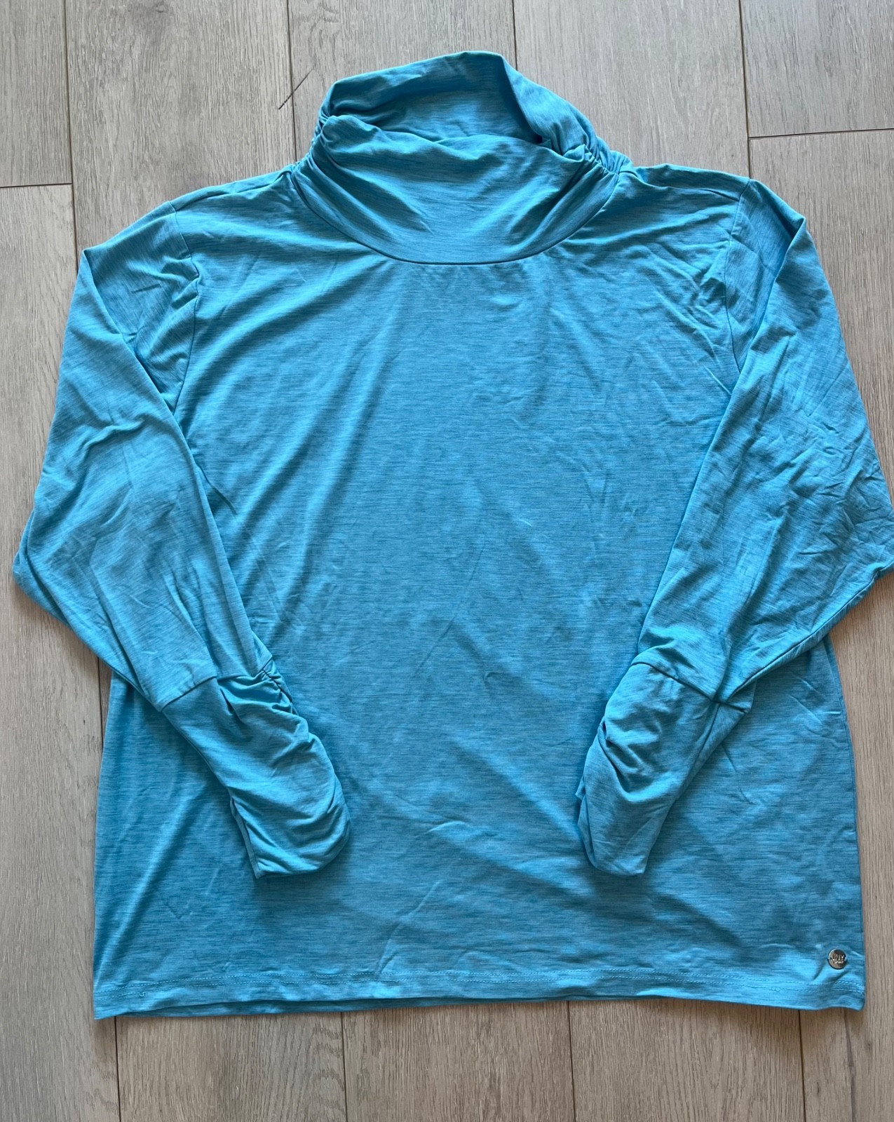 jones new york womens blue heather long sleeve athletic mock neck shirt top 3x