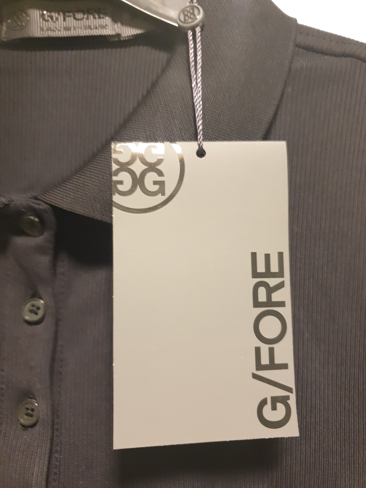 GFore Tech Rib Performance Nylon Polo Top XS Onyx Womens Golf Shirt G/Fore New
