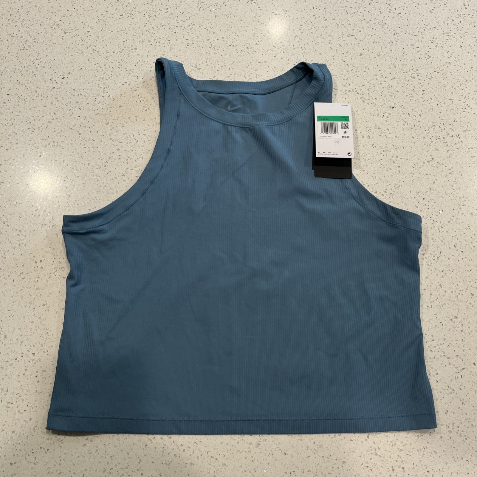 NWT Nike Zenvy Dri-FIT Women’s XL Rib Smokey Blue Tank Top HF2765-006