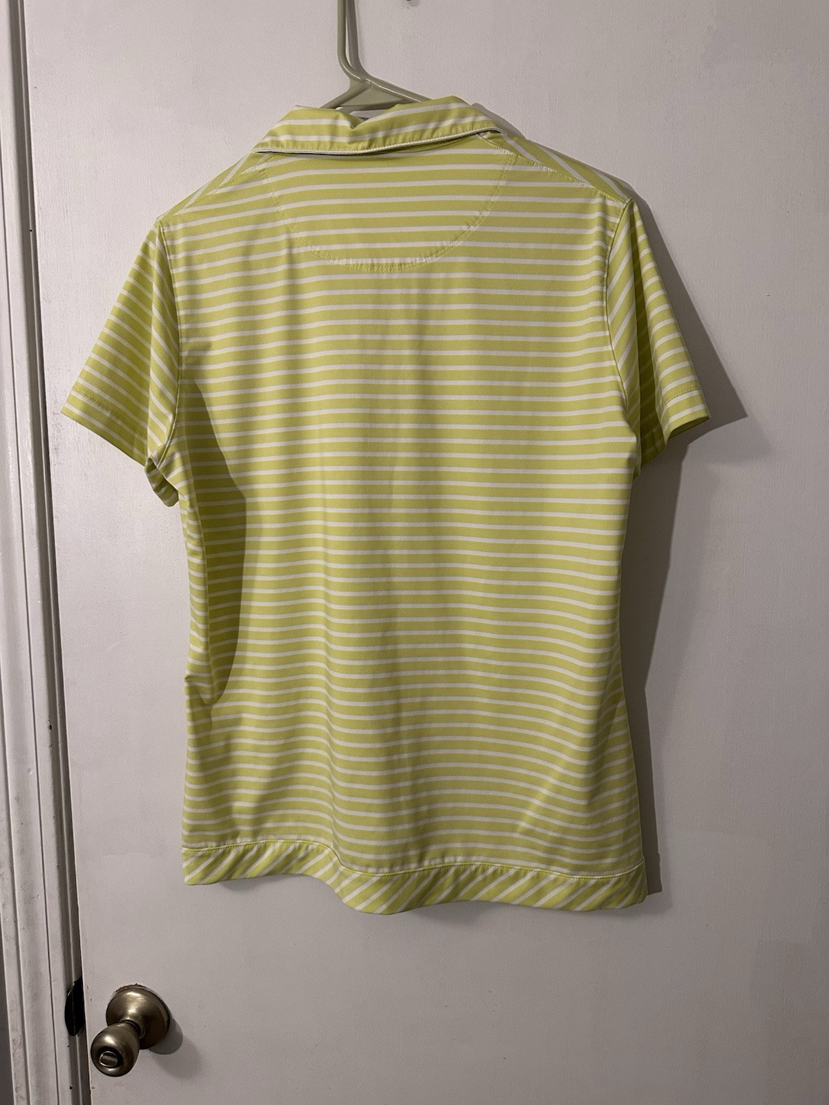 Kate Lord Performance Striped Lime Green Activewear Polo Women’s Large