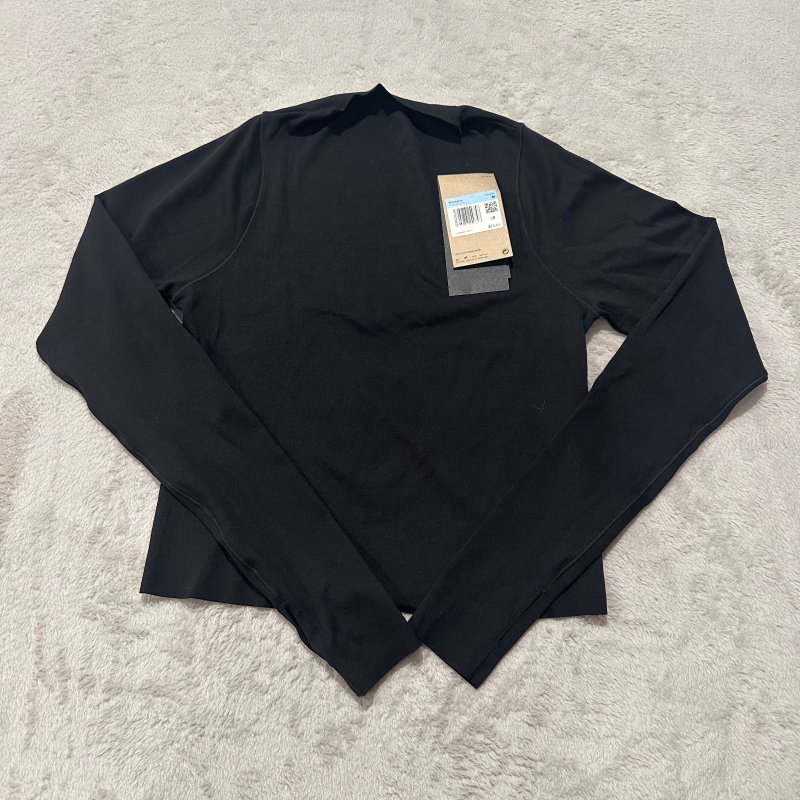 Nike Dri Fit Top Womens Medium Black Sweat Wicking Stretch Tight Fit Athleisure
