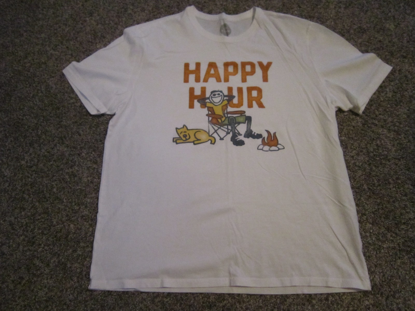 HAPPY HOUR LIFE IS GOOD T SHIRT UNISEX CLASSIC FIT LARGE NEVER WORN WHITE L
