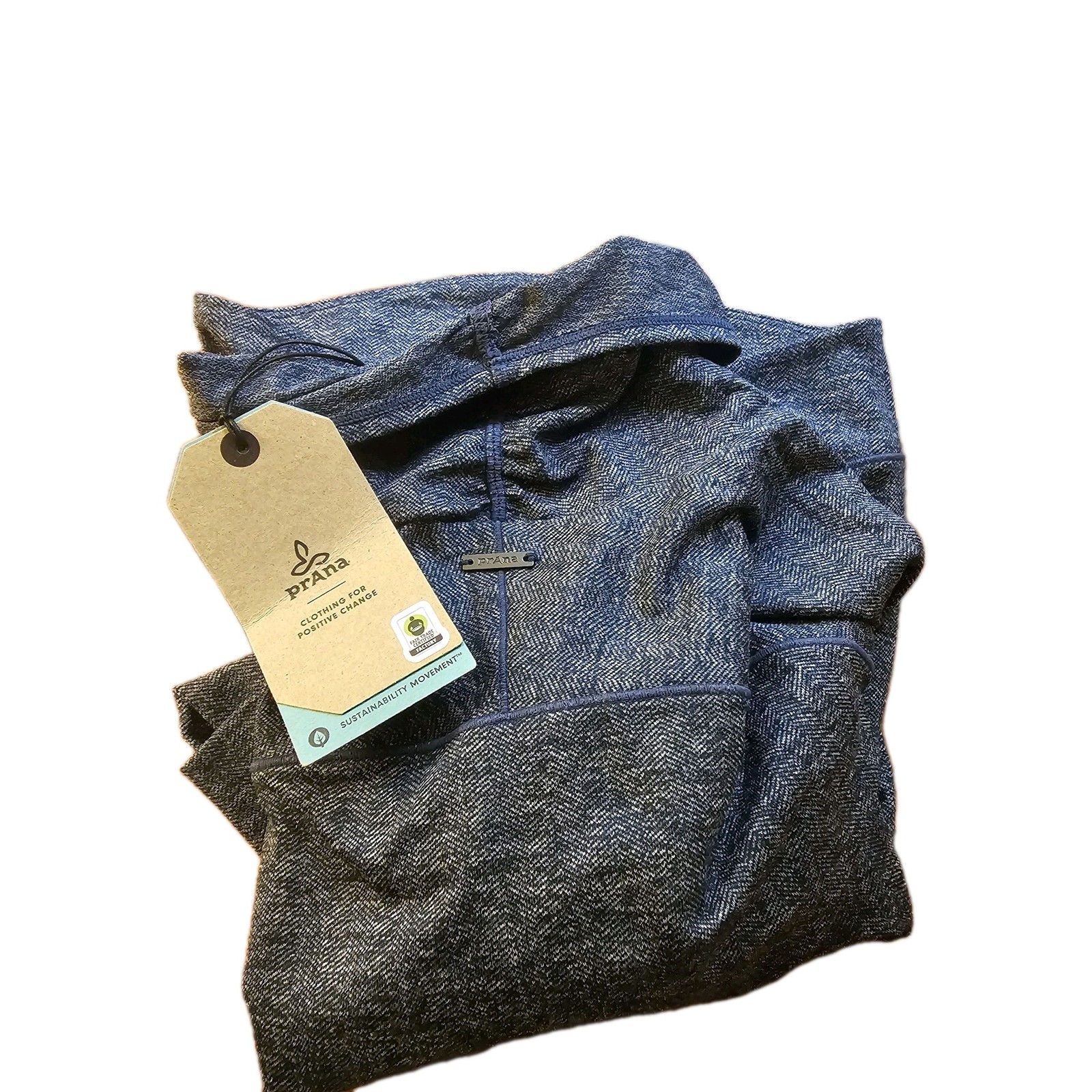 Prana Funnel Neck Herringbone Nautical Knit Sleeve Crop Top Sz Xl Activewear Nwt