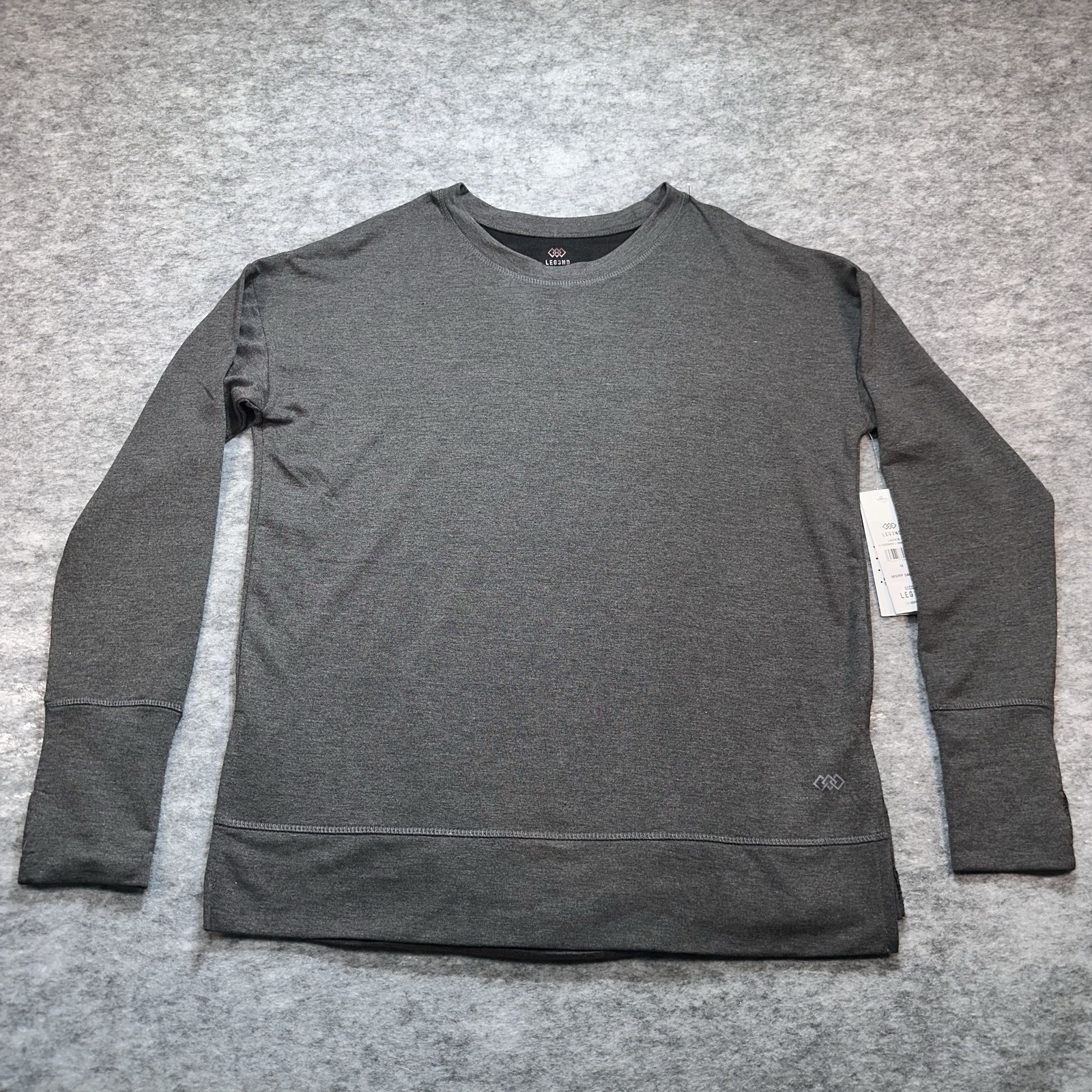 NWT LEG3ND ACTIVE Womens M Dark Grey Heather Long Sleeve Athleisure Top