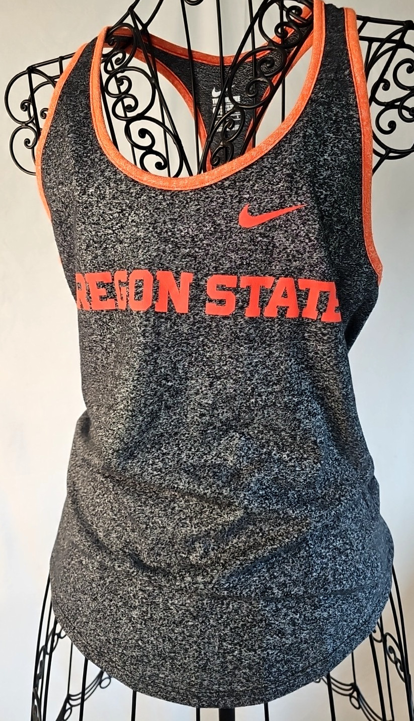 The Nike Tee Athletic Cut Activewear Racerback Grey/Orange Tank Women’s Size Lg