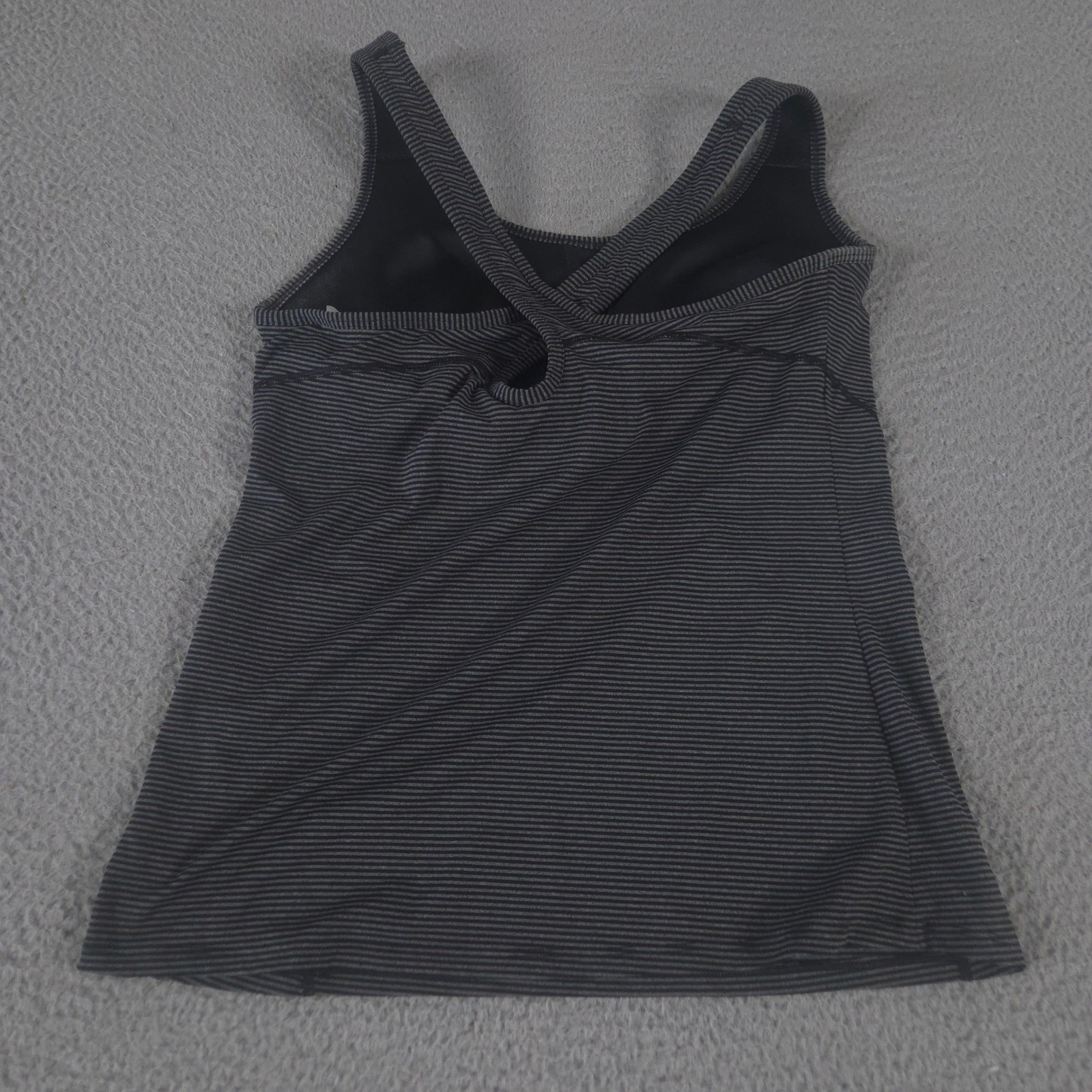 Athleta Top Womens Medium Multi Striped Tank Crisscross Back Shelf Bra Active