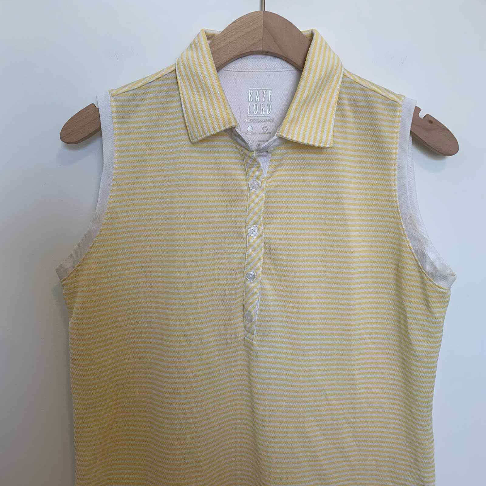 Kate Lord Performance Womens Golf Athletic Shirt Tank Size Medium Striped Yellow