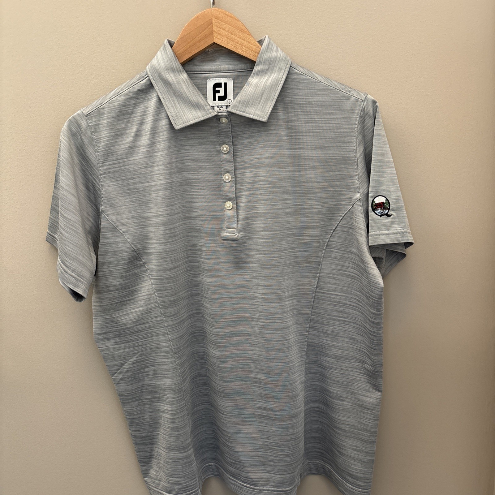 Footjoy Polo Women Large Shirt Top Grey 1/4 Button Up Stretch Athleisure Golf