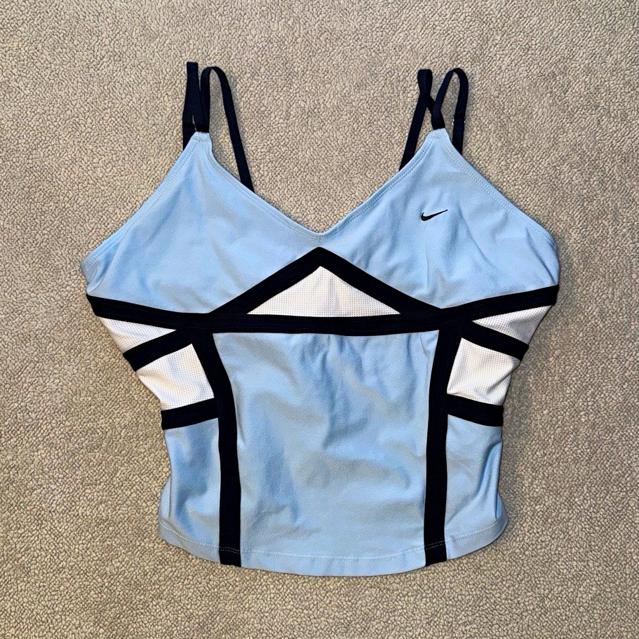 Vintage Y2K Nike Sports V Neck Crop Tank Top Colorblock Women’s L