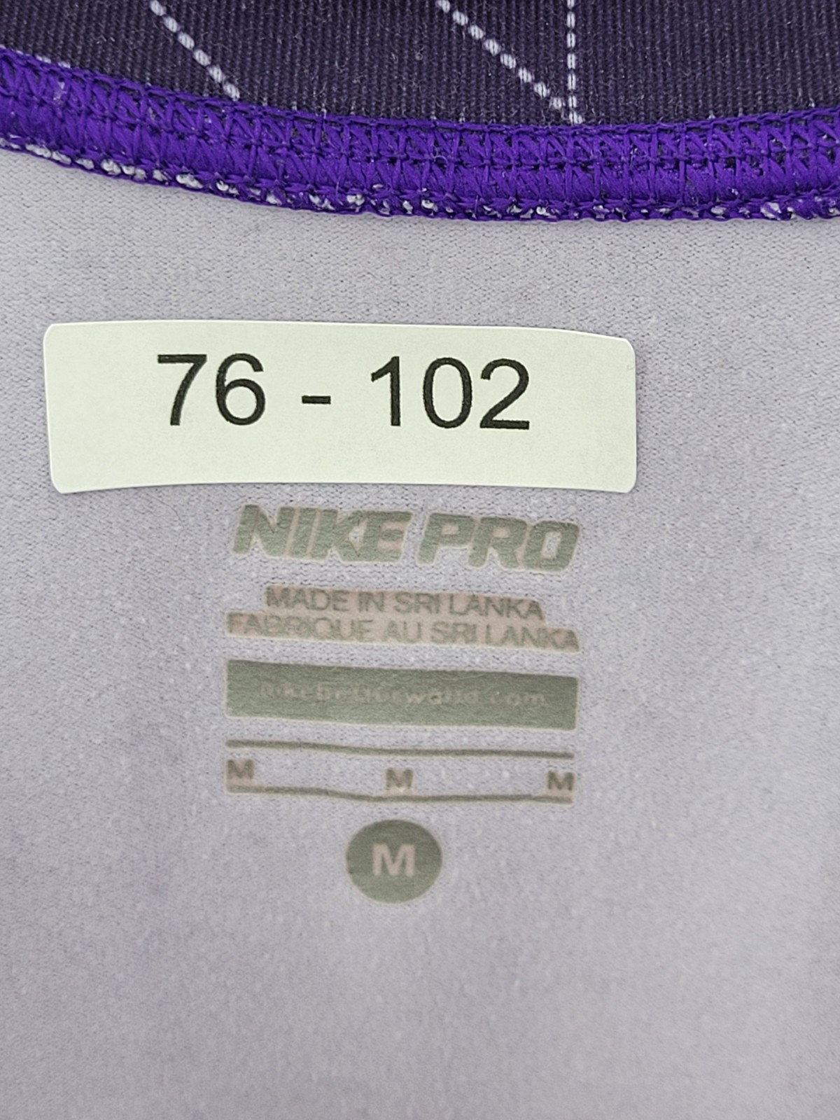 Nike Pro Pullover Womens Medium Purple Aztec Print Half Zip Activewear Outdoor