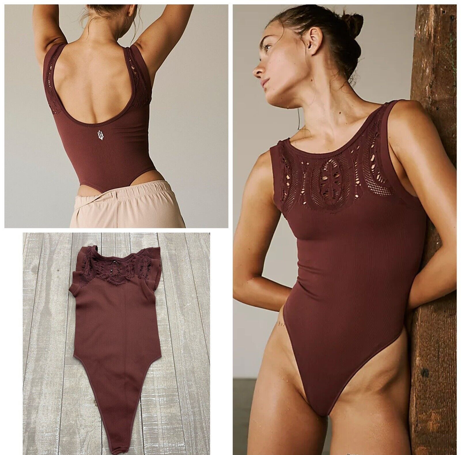 New $88 Free People Movement Crochet My Way Leotard Size: M/L