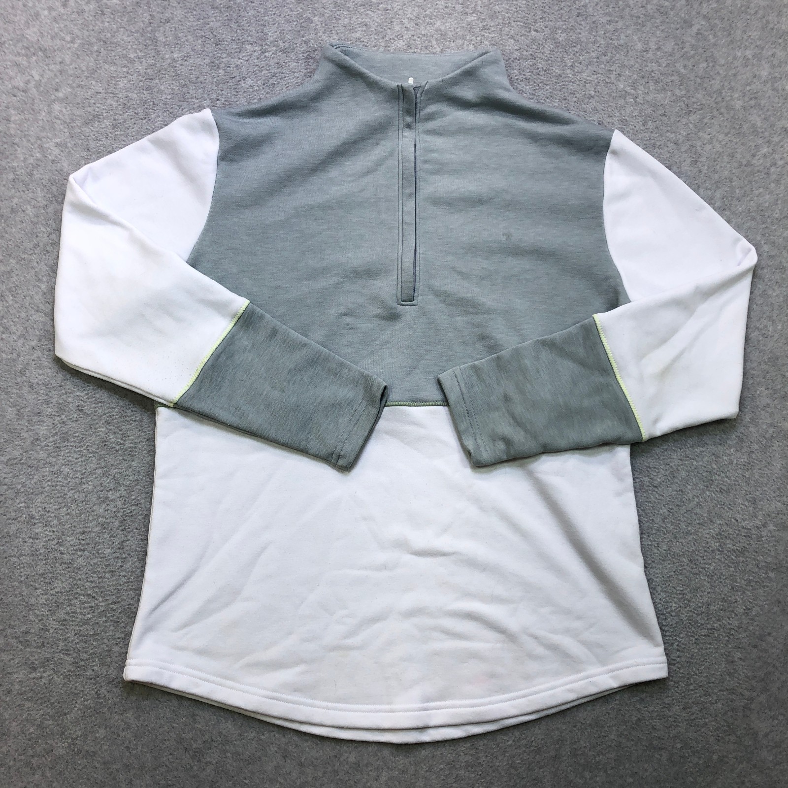 Footjoy FJ Pullover Women’s Medium Grey White Half Zip Blod Mid Layer Golf Logo