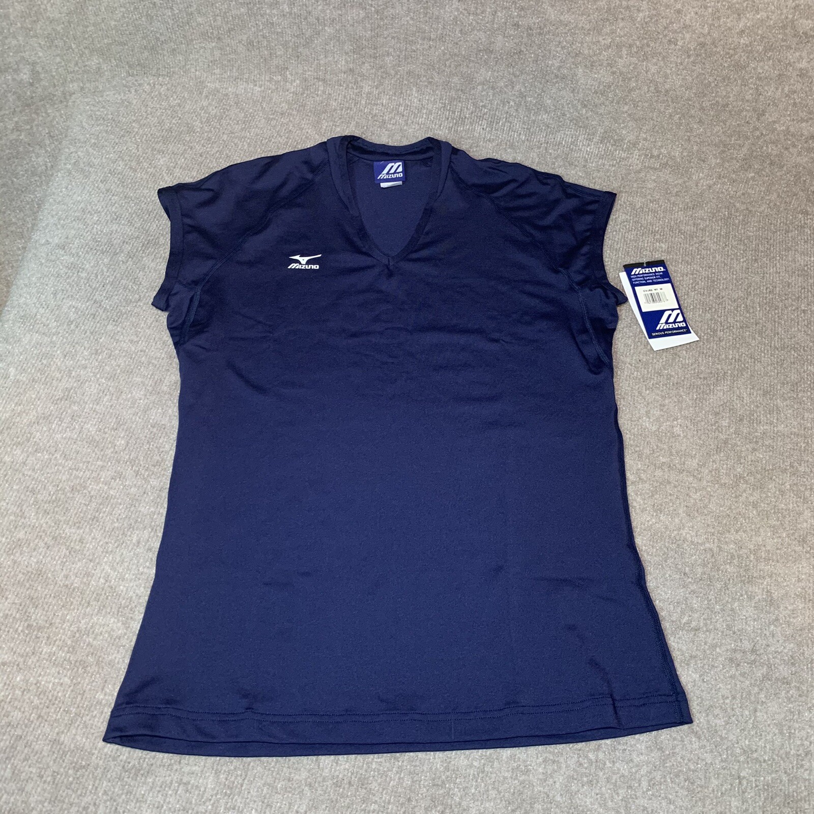 Mizuno Shirt M Top Dri Fit Sports Golf Activewear Running USA Blue V-neck NWT
