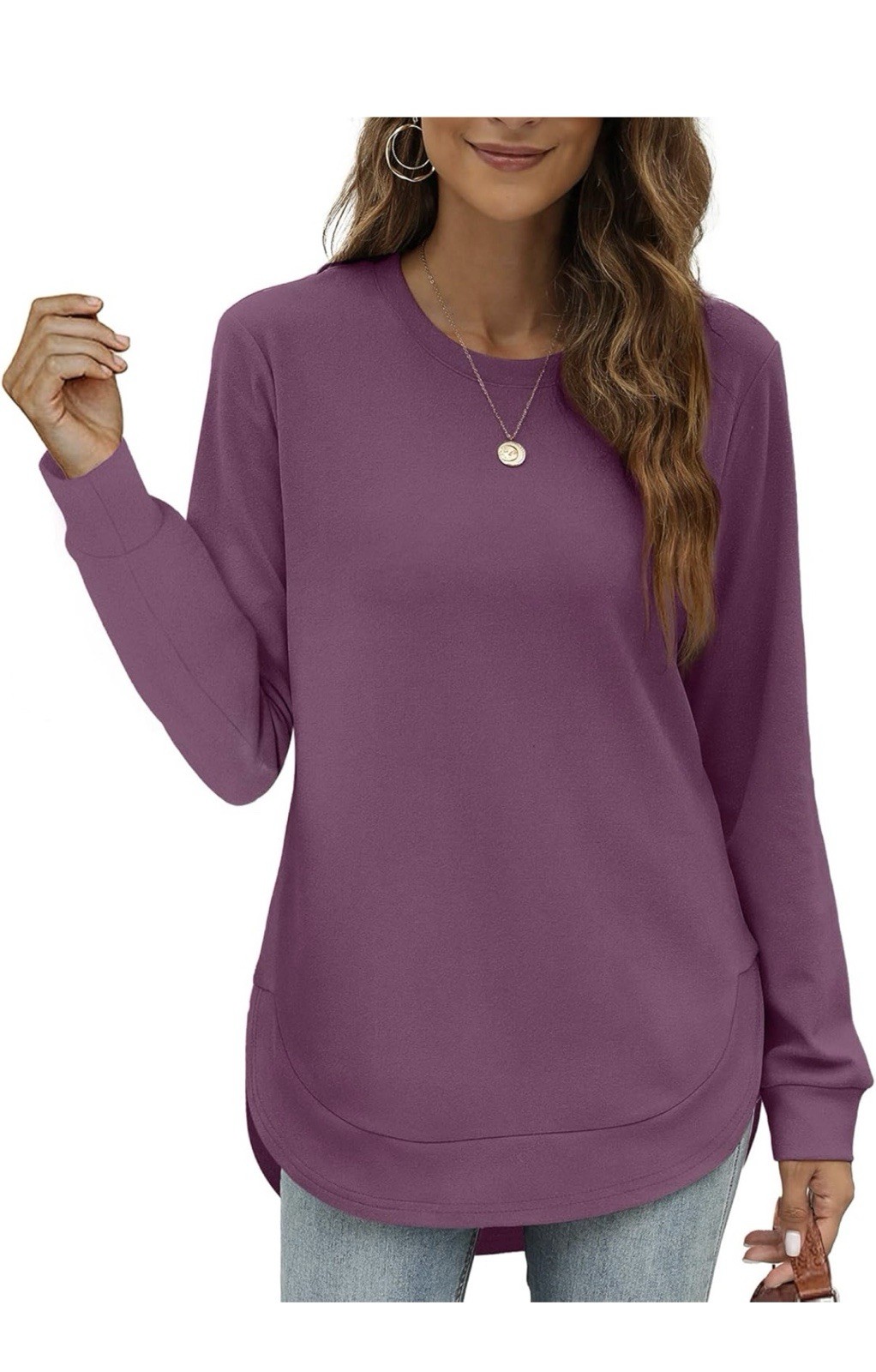 NIP Women’s Sz Small Ofeefan Purple Casual Everyday Wear Long Sleeve Top Shirt