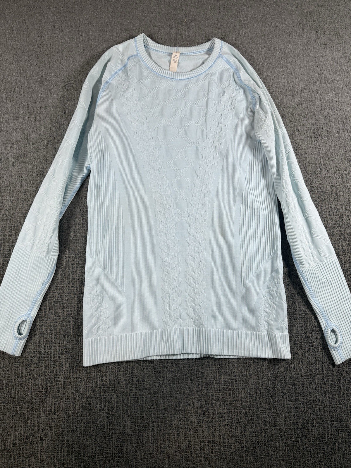 Lululemon Rest Less Heathered Caspian Blue Pastel Blue Cable Knit Size 8 (C9)