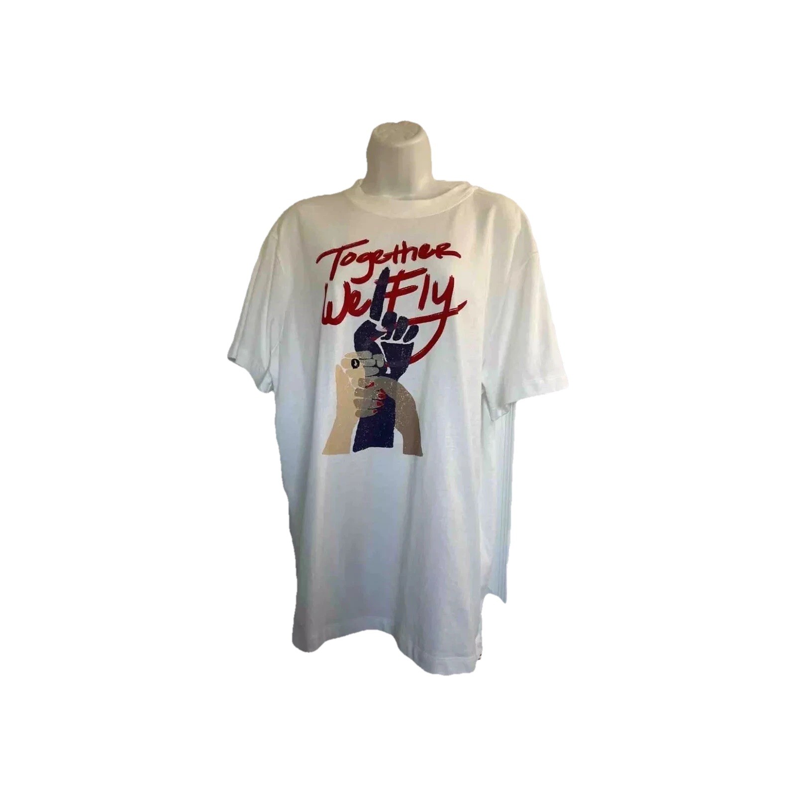 Nike Tee Womens Sz SM Oversized Loose Fit “Together We Fly” Graphic White Shirt