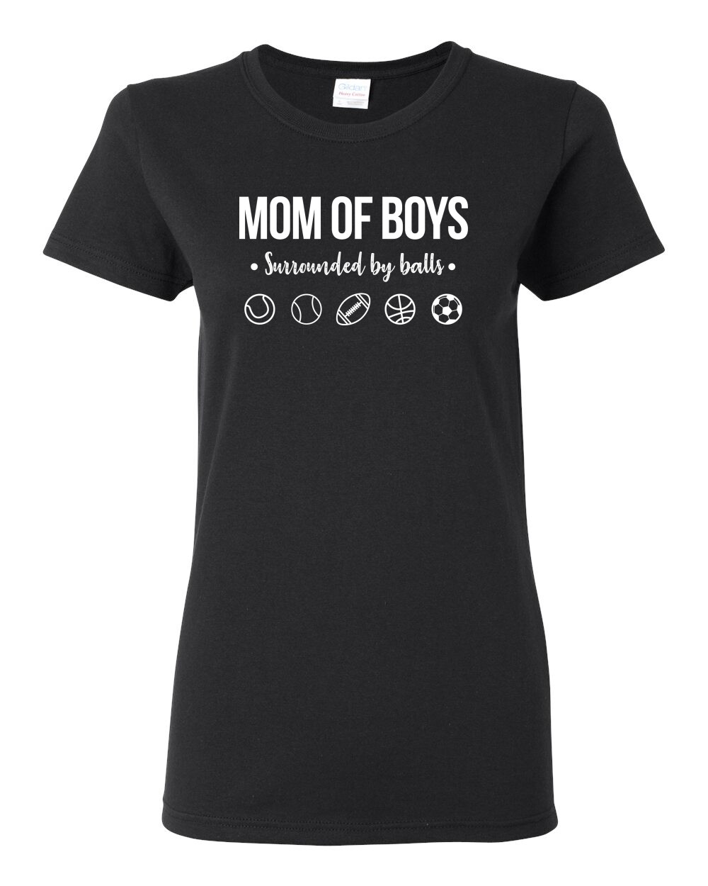 Mom of Boys Surrounded by Balls OutNumbered Wife Gift Women Graphic Shirt