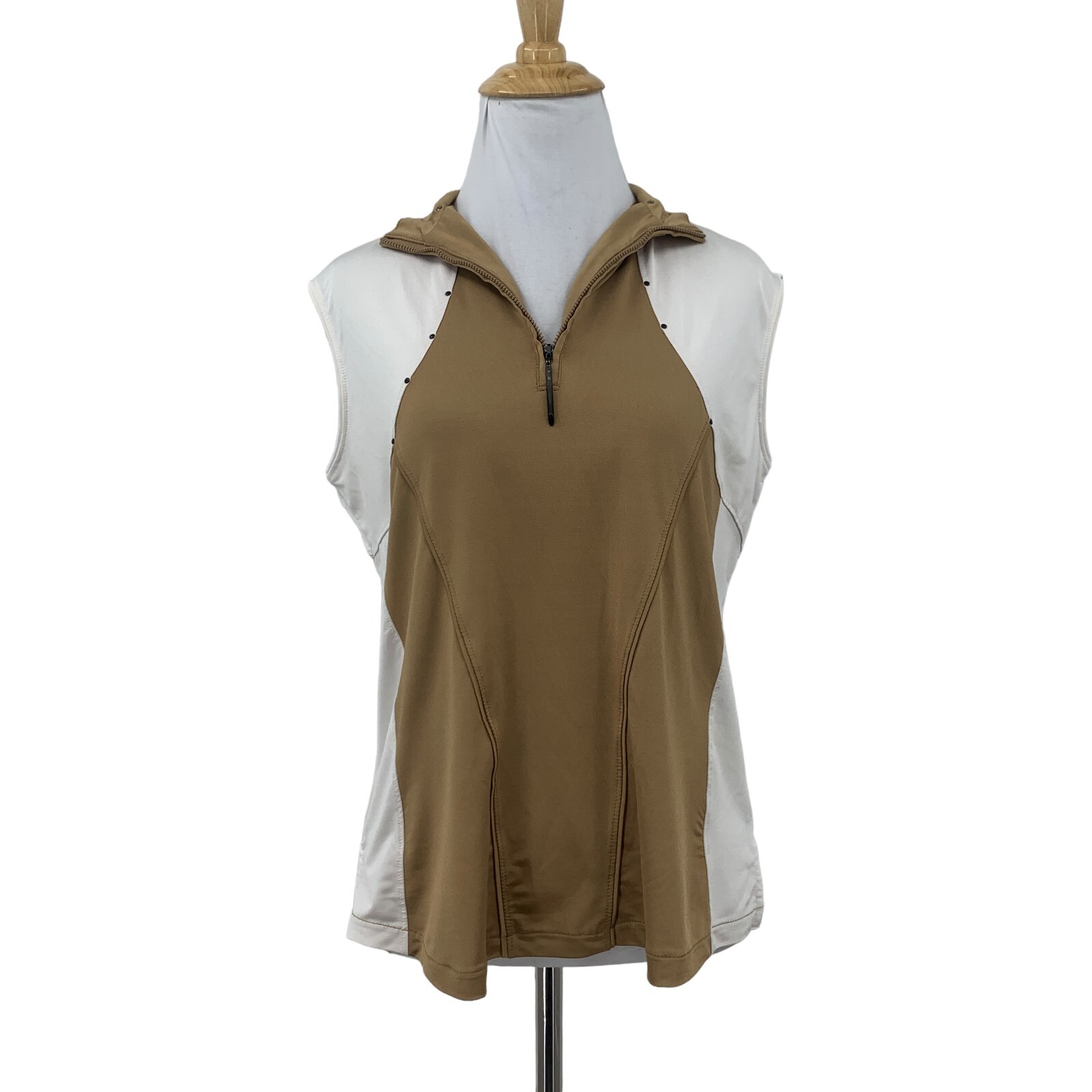 Jamie Sadock Golf Polo Tank Top Womens M Medium Colorblock 1/4 Zip Retro Shirt