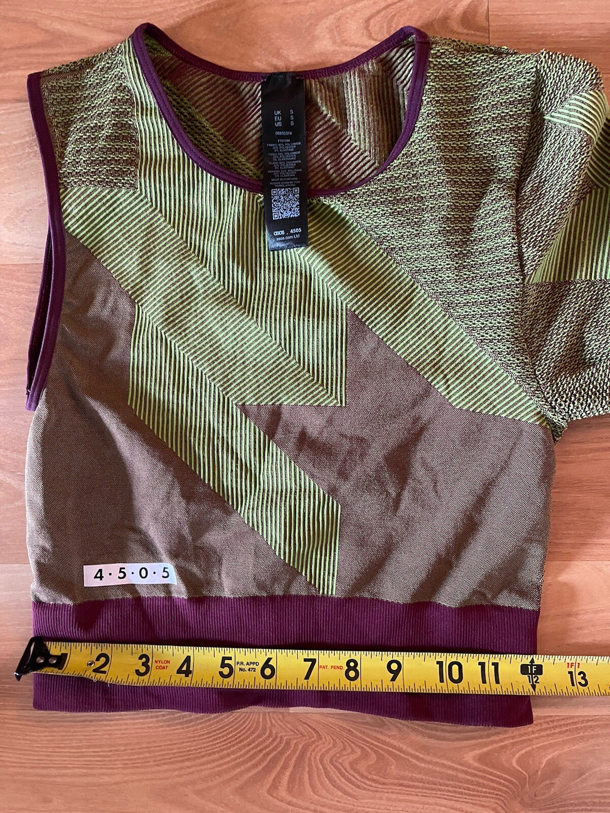 Asos 4505 Athletic Top Compression Purple Green Women’s Size One Sleeve Yoga