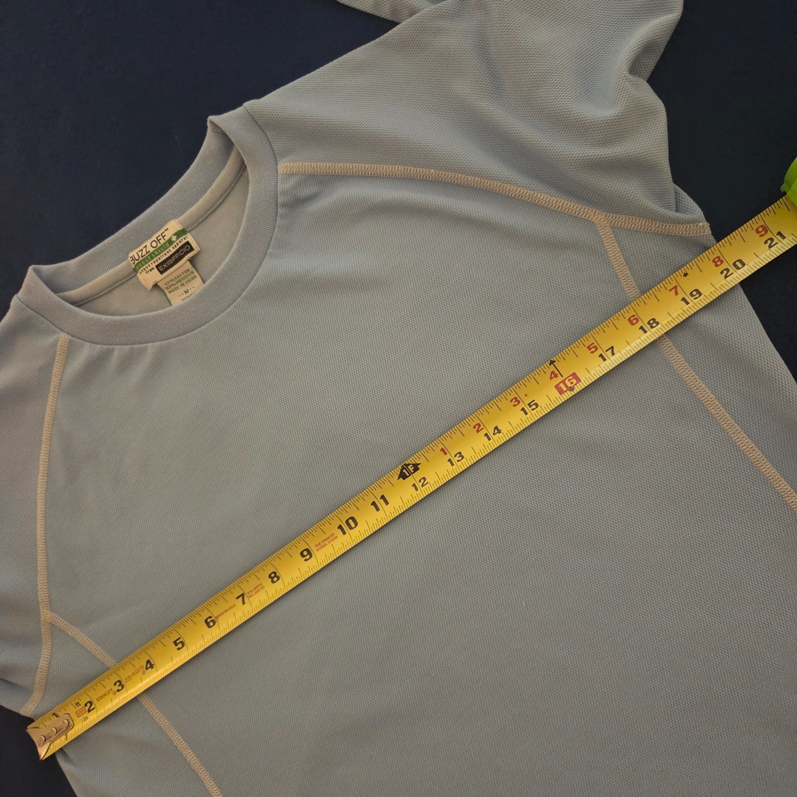 Exofficio Buzz Off Insect Shield Pullover Top Size M Light Sky Blue Outdoor Hike
