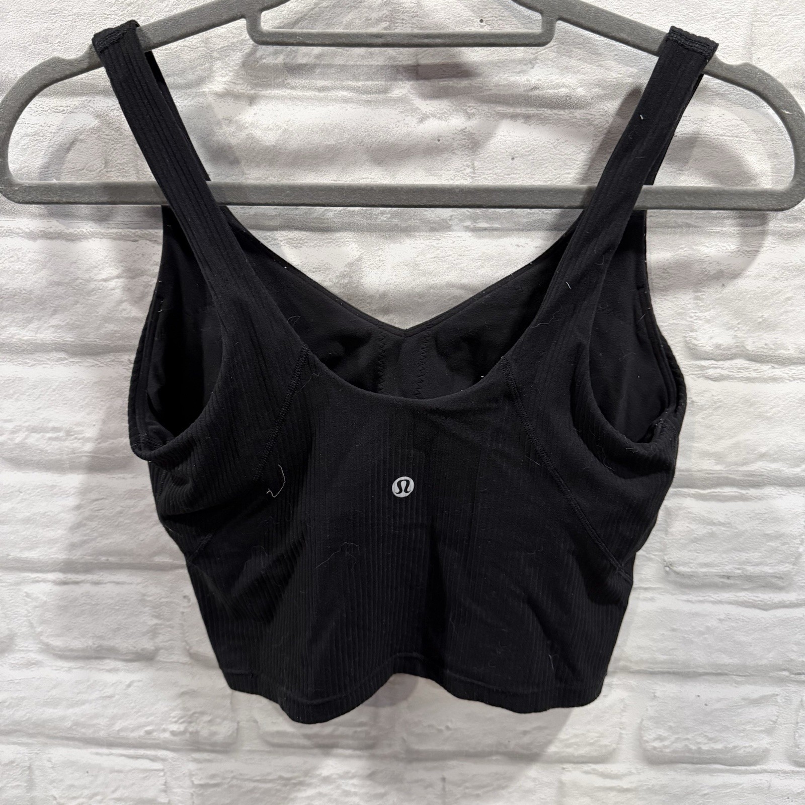 Lululemon Cropped Ribbed Align Black Tank Top Built-In Shelf Bra Size 4-6 (#23)