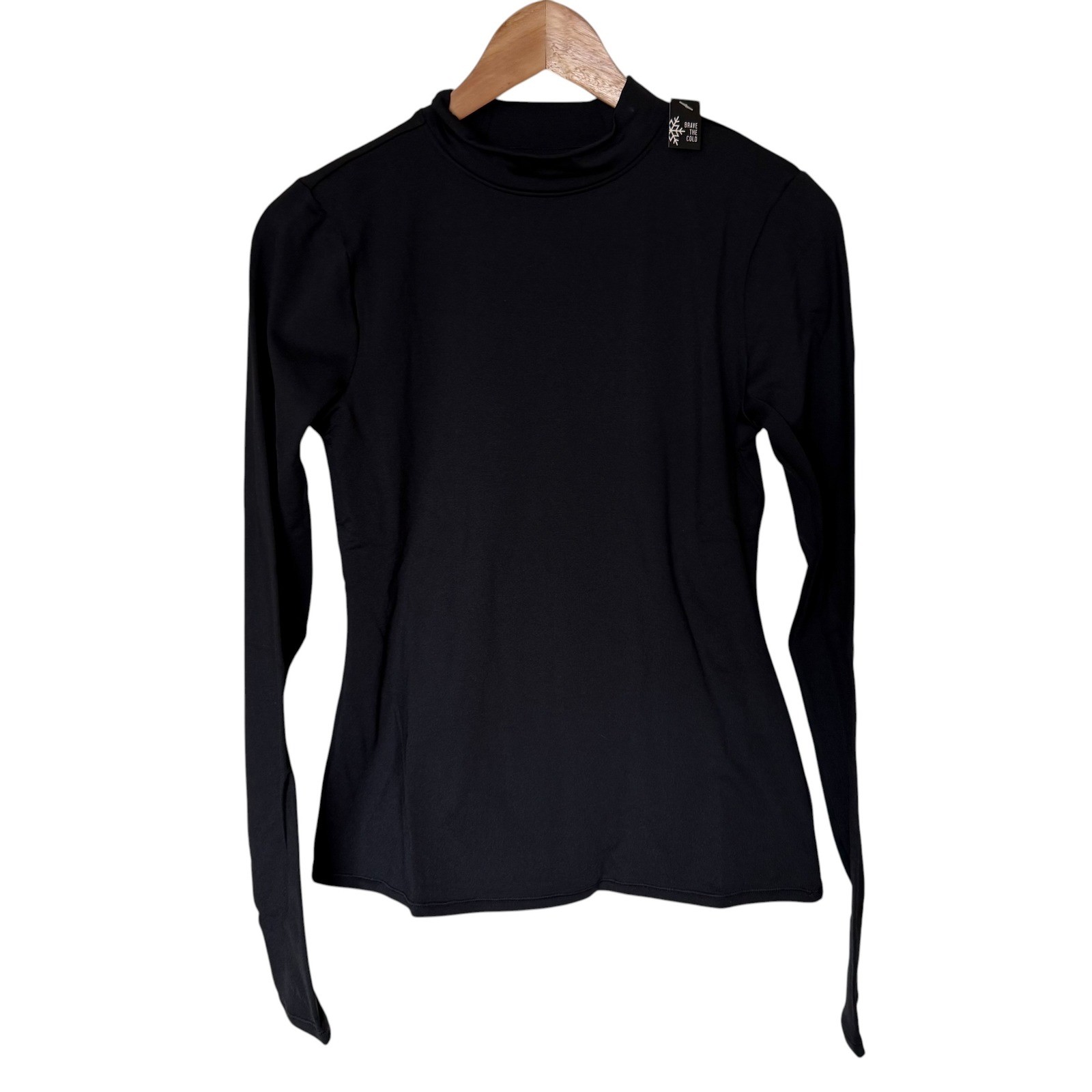 DSG Mock Neck Compression Top Womens Small Black NWT Cold Weather Thumbholes