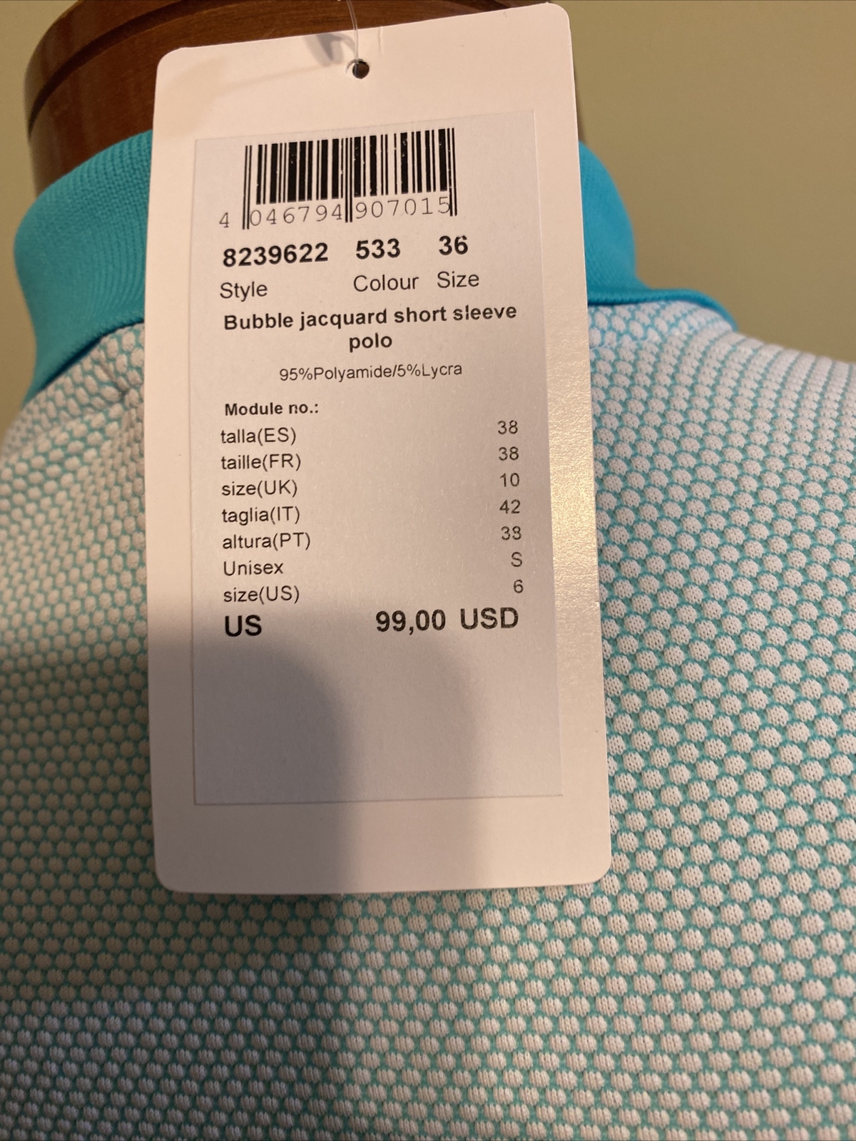 NWT Golfino Ladies Bubble Jacquard golf Polo shirt 8239622 533 Blue 6 8 10 12