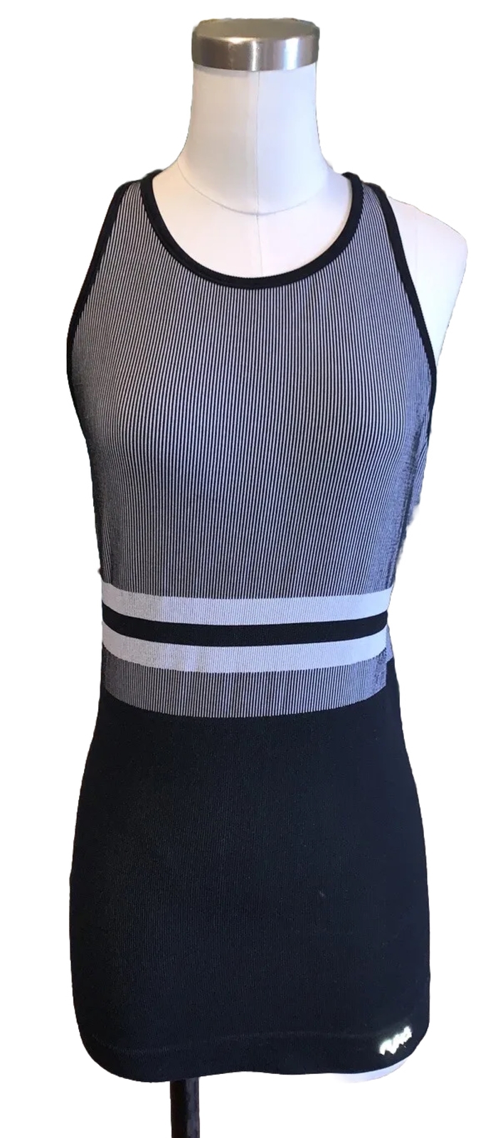 Ryka Seamless Racerback Tank Top Women’s Large Gray Black Athletic Workout