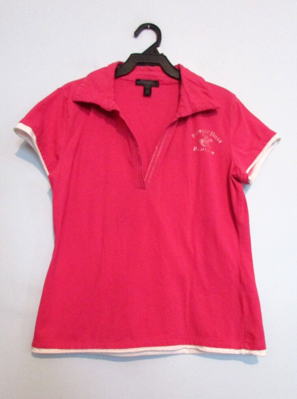 Womens Beverly Hills Polo Club Pink Shirt V-Neck Size Medium EUC!!!