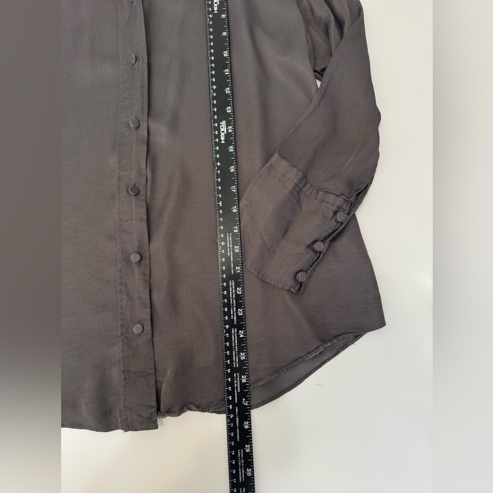 Zara Button Down Shirt Long Sleeve Collared Blouse Top Gray Size M