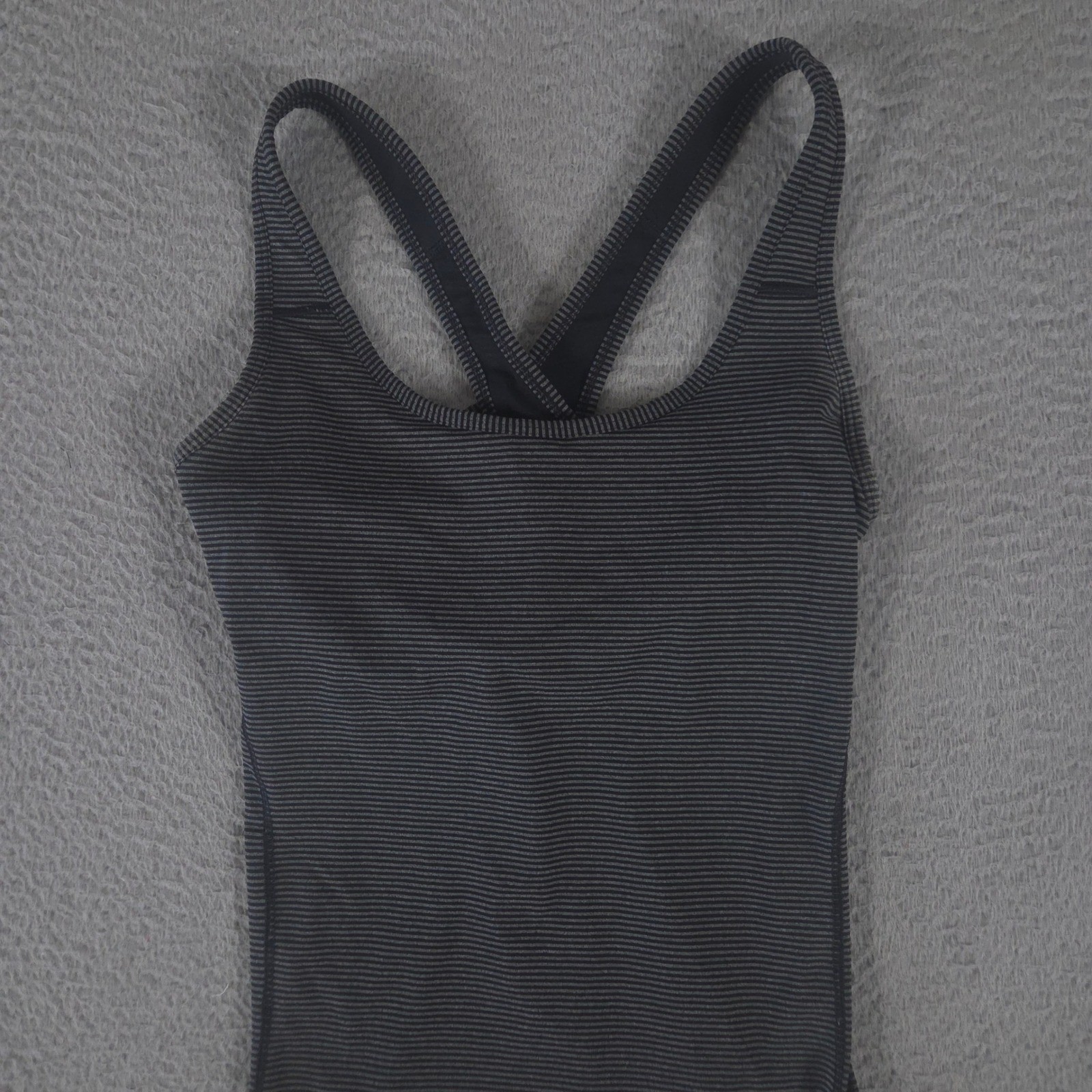 Athleta Top Womens Medium Multi Striped Tank Crisscross Back Shelf Bra Active