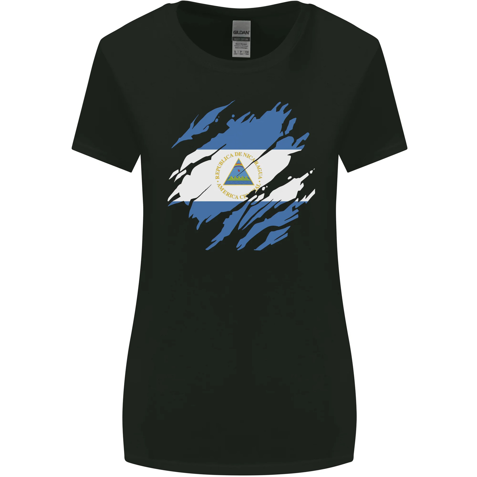 Torn Nicaragua Flag Nicaraguan Day Football Womens Wider Cut T-Shirt