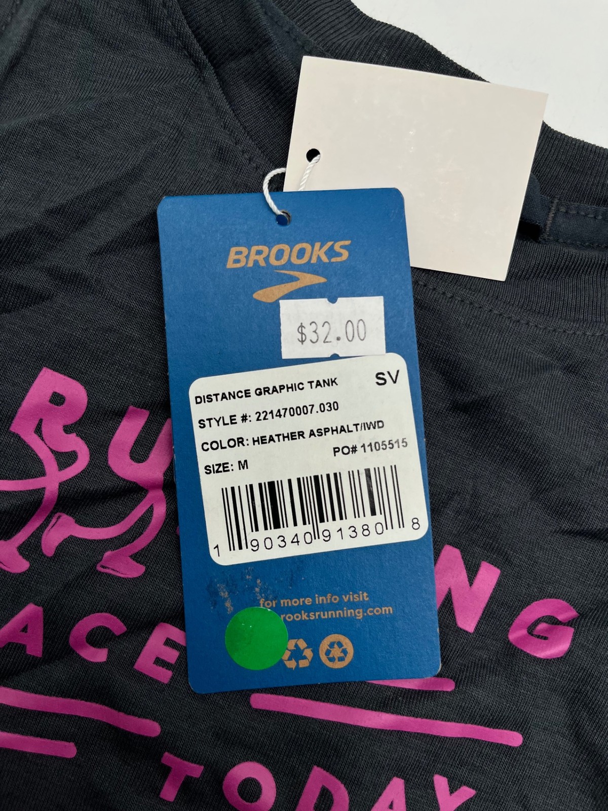 Brooks Womens Medium Heather Gray Running Tank Top Sleeveless Graphic Tee