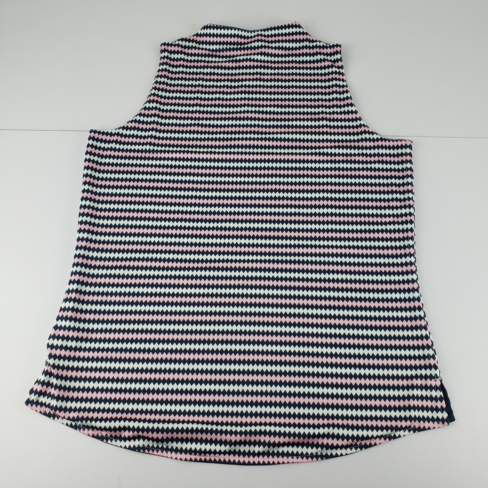 Belyn Key Top Women’s Small Pink Blue White Striped 1/4 Zip Reversible Golf Top