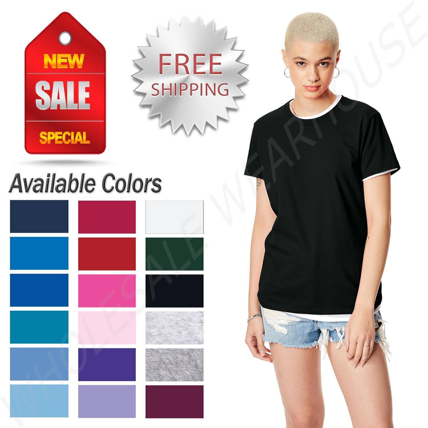Hanes SL04 Ladies 4.5 Oz, 100% Ringspun Cotton Nano Tee Top T-Shirt