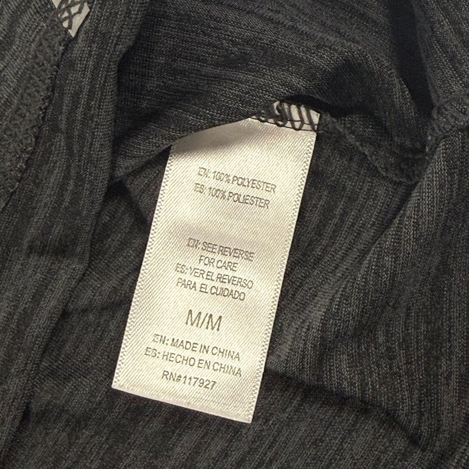 Reebok Heather Grey Polyester V-Neck Running Tee Side Zip Pocket Size M Medium
