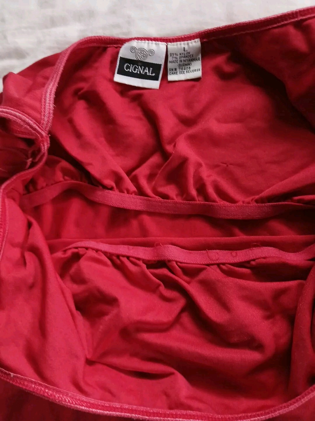 Signal Nylon Bland Womens Red Stretch Tank Size M, L Blouse Top Bra Flexible