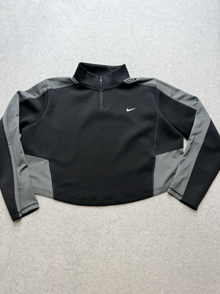 Nike Pro 1/4 Zip Pullover 2XL Black Gray Cropped Performance Athletic Stretch