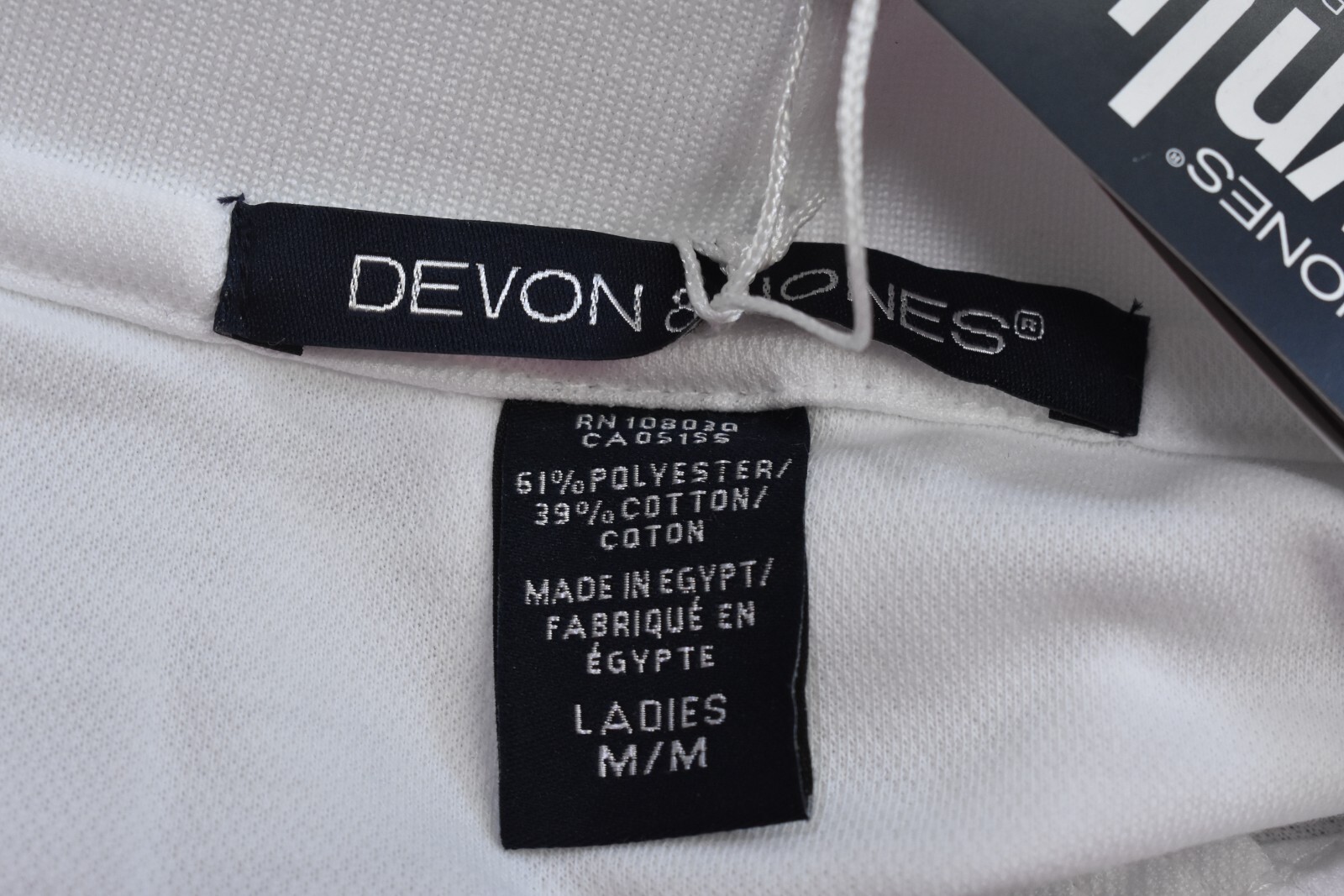 Devon Jones Womens White Moisture Wicking Performance Shirt V Neck Flat Collar M