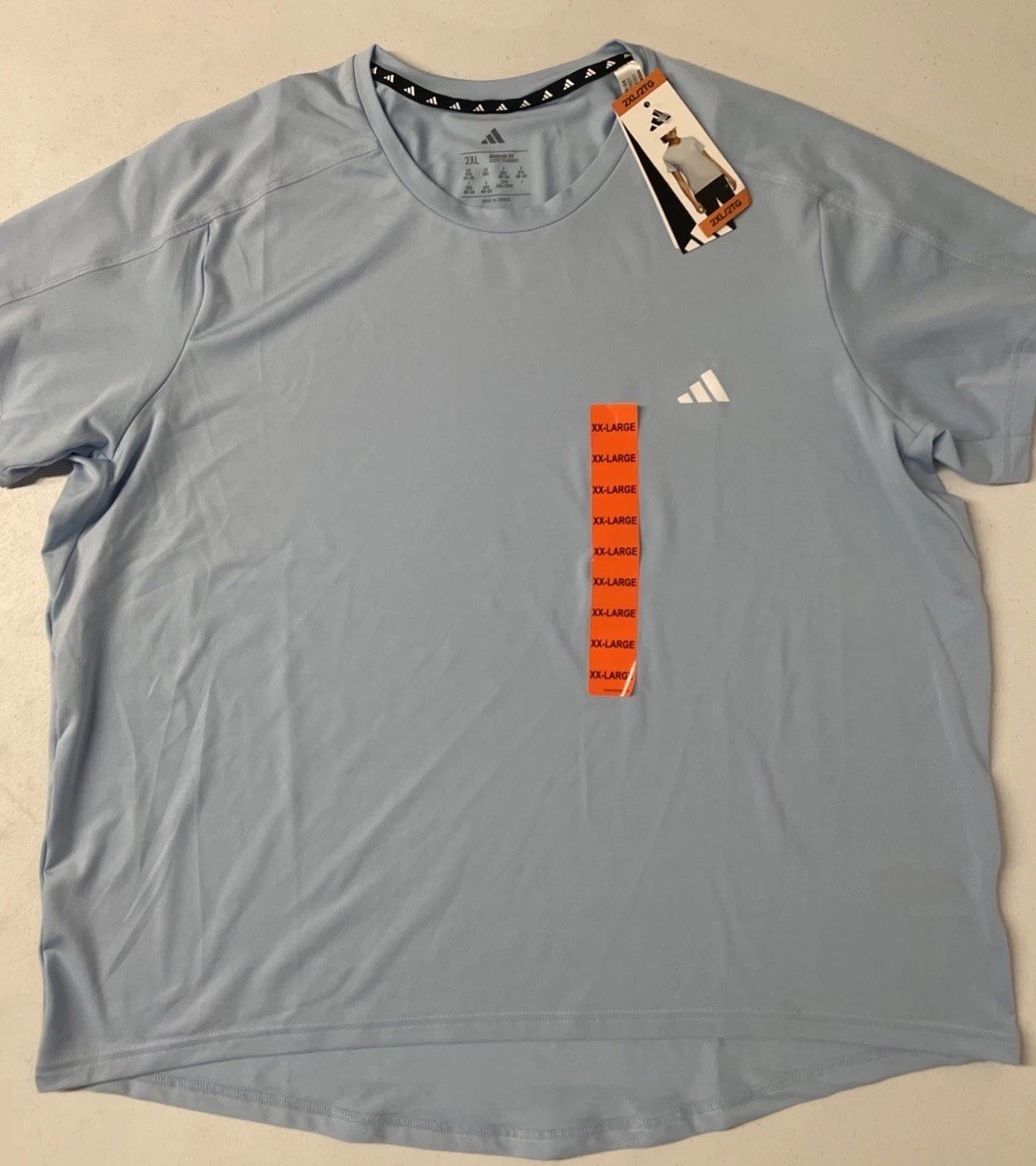 Adidas Womens Active Top Tee T-Shirt Crew LIGHT BLUE 2XL XXL Wicking Regular Fit