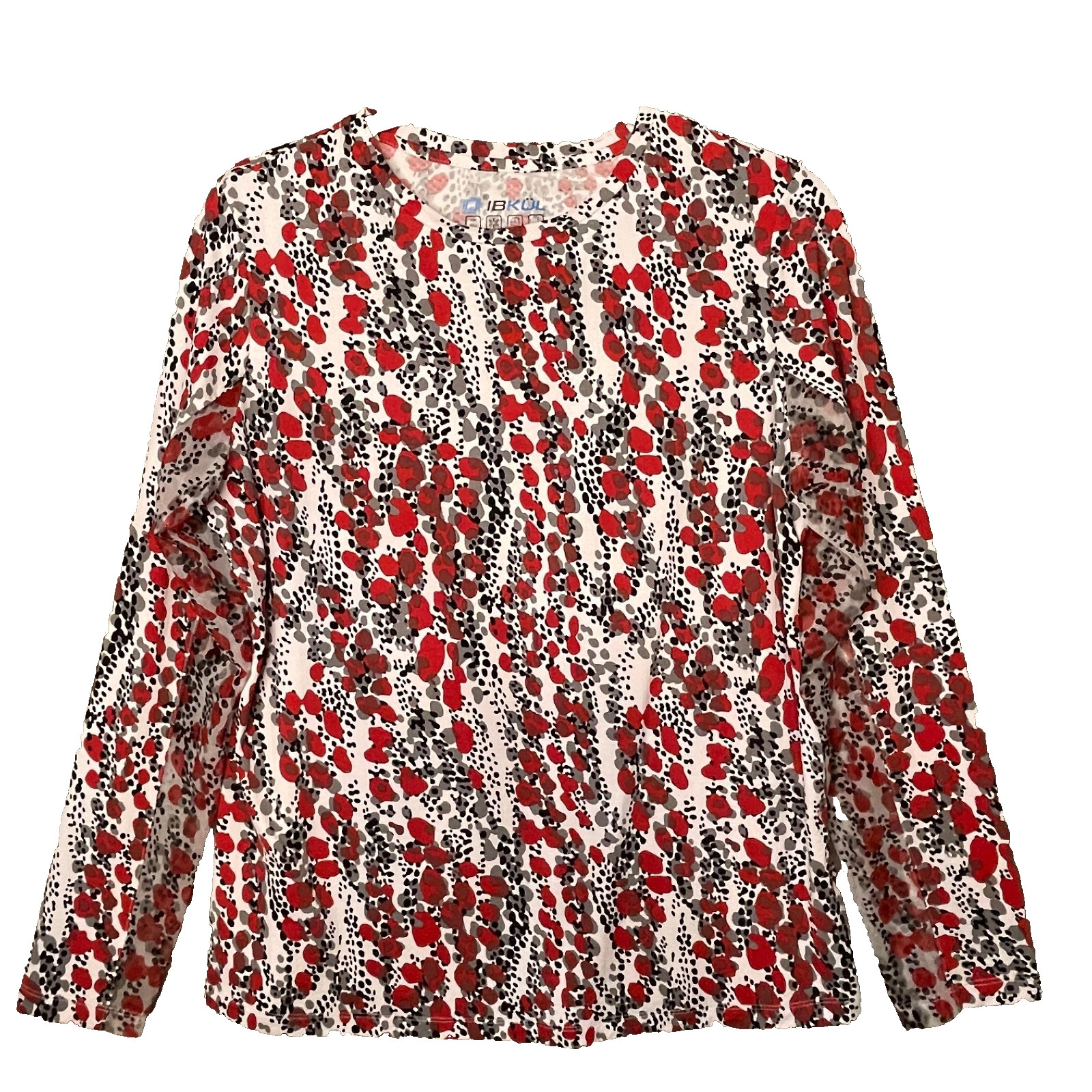 IBKUL Top Womens Large Colorful Geometric Pullover Pickleball Golf UPF Mesh L/S